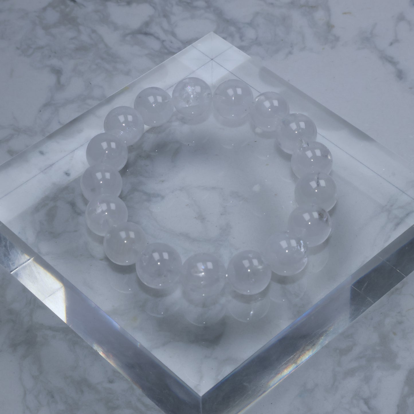 Clarity Veil White Phantom Quartz Bracelet 白幽靈水晶手串 – 11.7–12.2mm(Brazil 巴西)