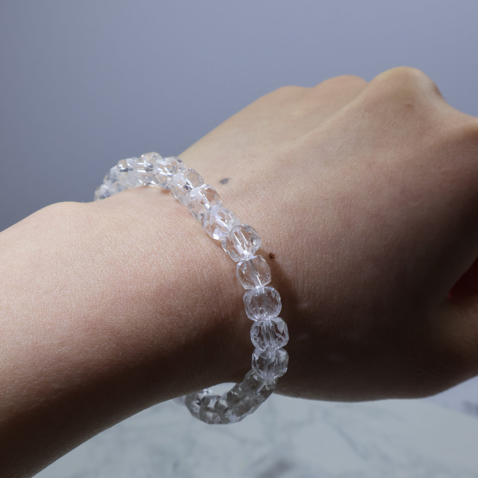 Wrist-worn image – delicate sparkle quartz bracelet for 15.5cm wrist