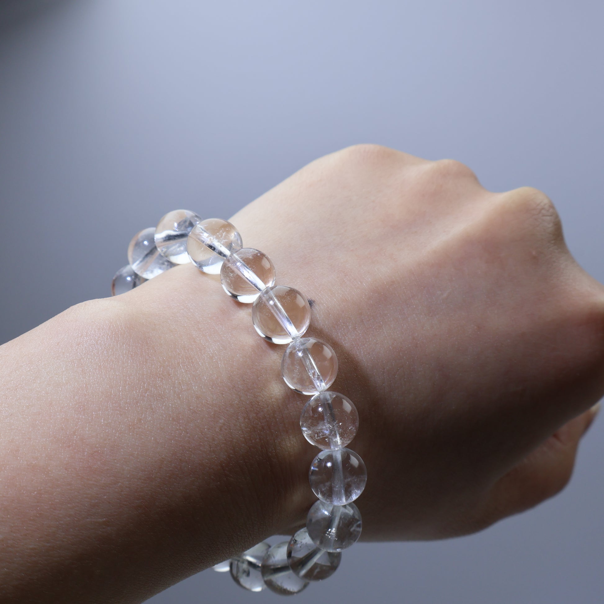 On wrist – starter crystal bracelet with natural clarity