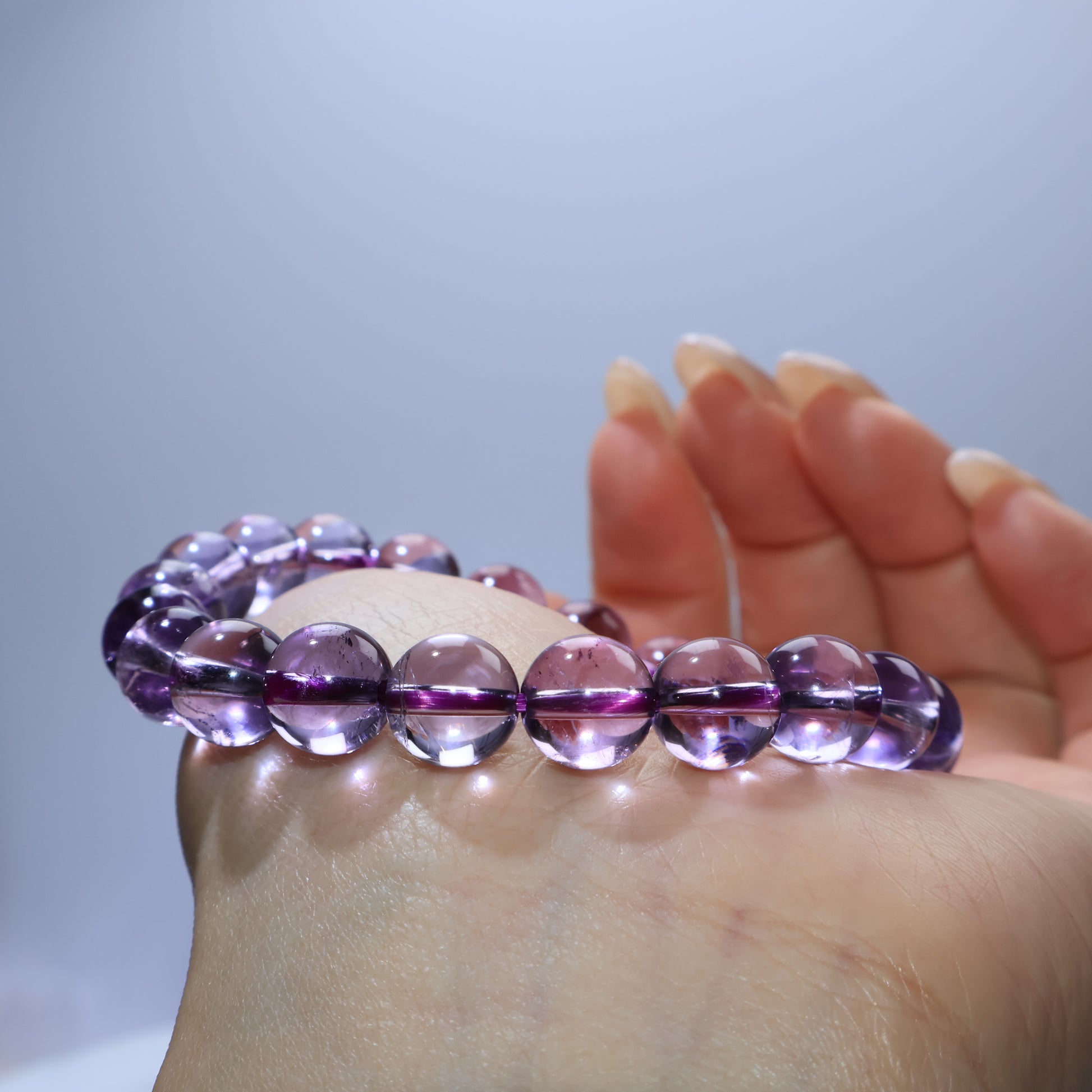 Side wrist view capturing smooth polish and gentle gradient color