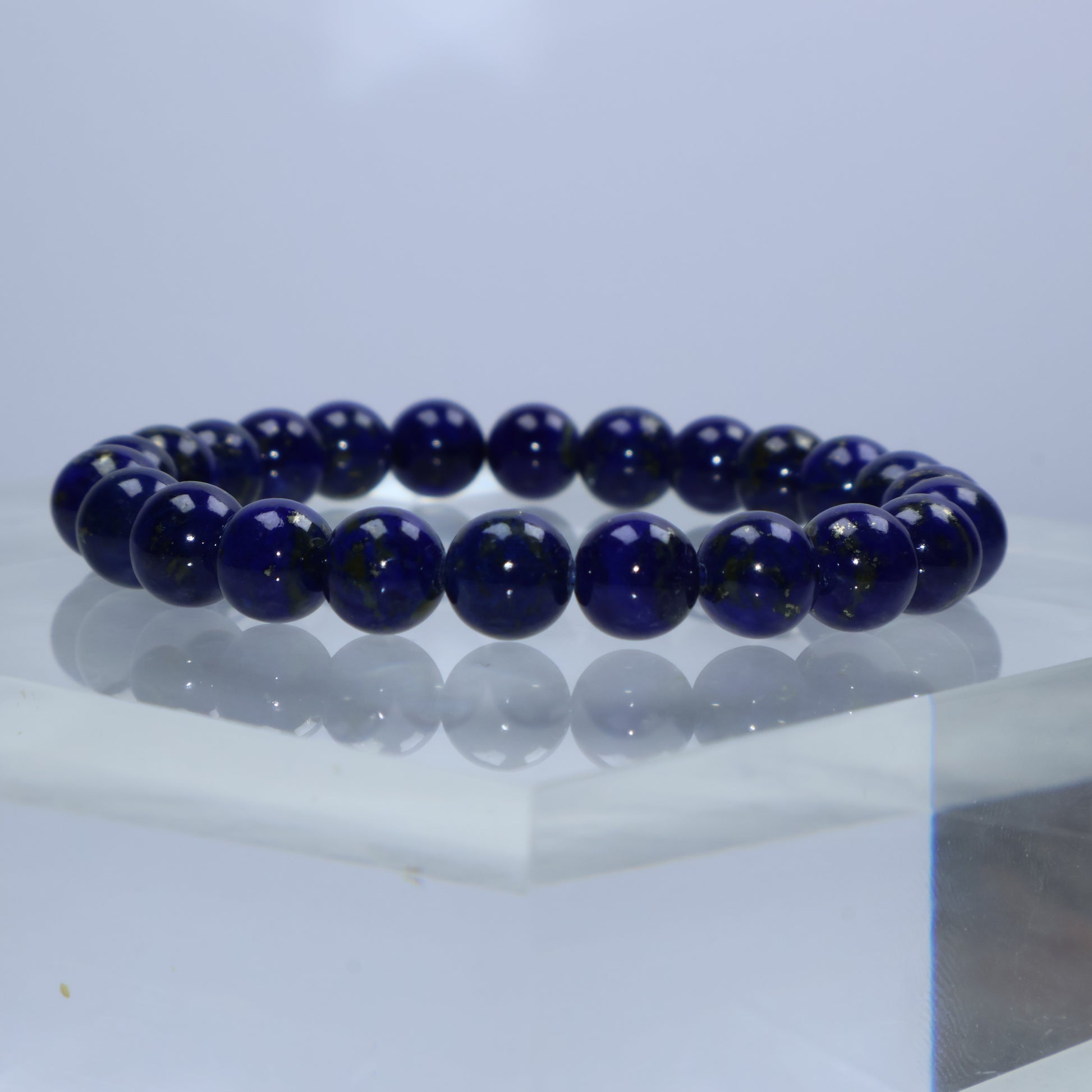 Side angle showing enhanced blue tone and light pyrite shimmer