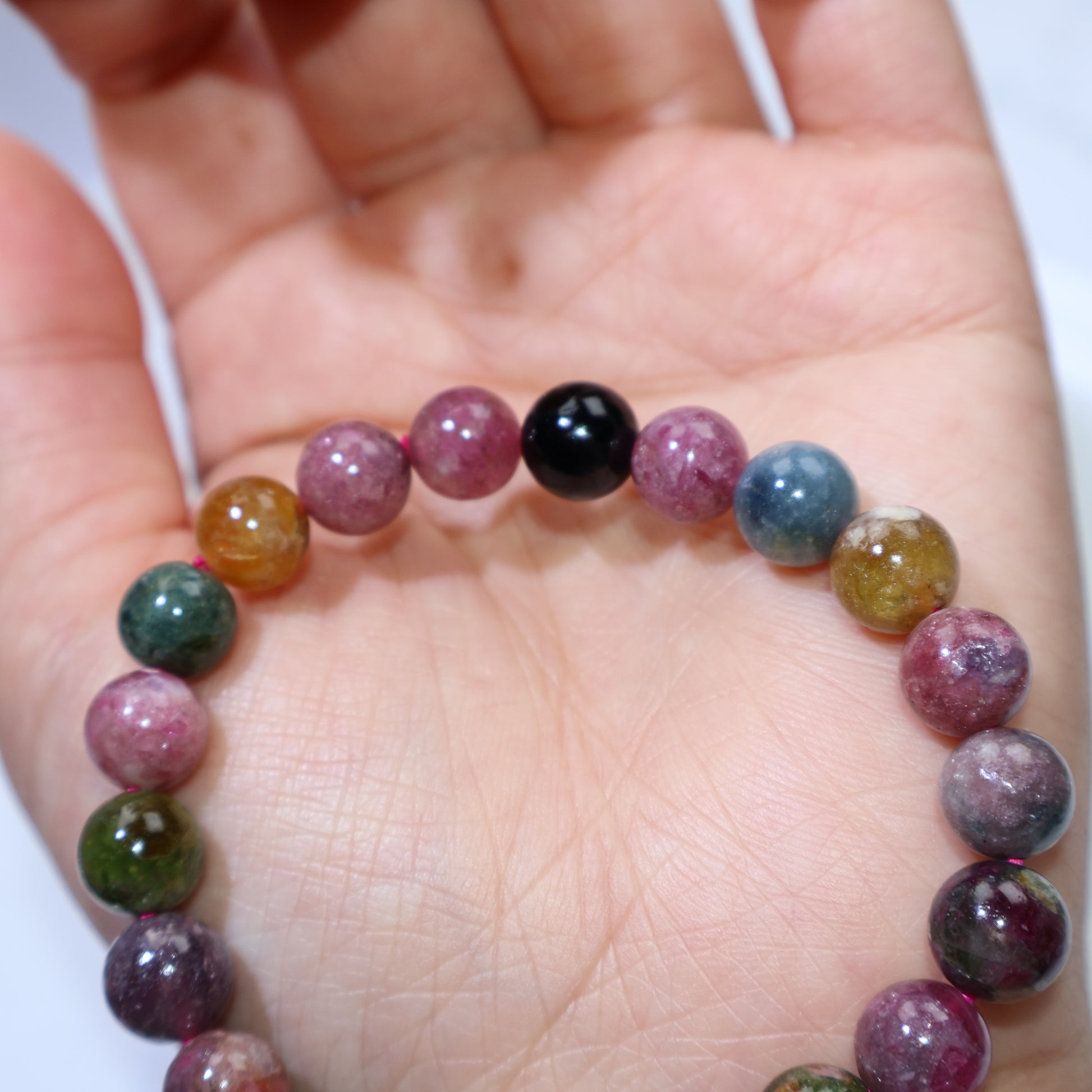 Macro detail of individual beads showing inclusions and texture