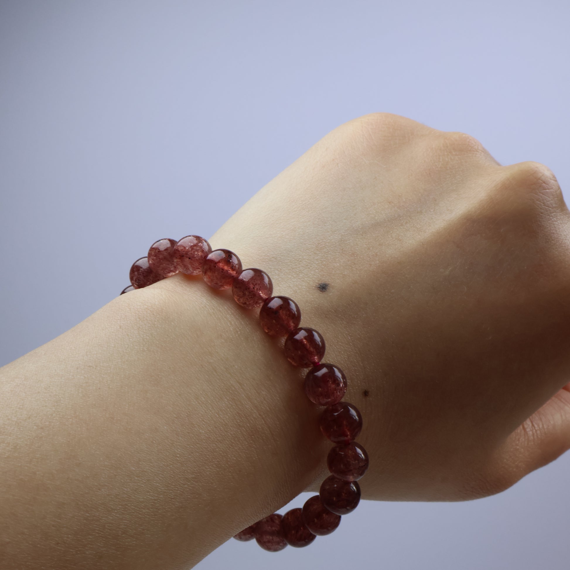 Close-up of full bracelet on wrist from side view