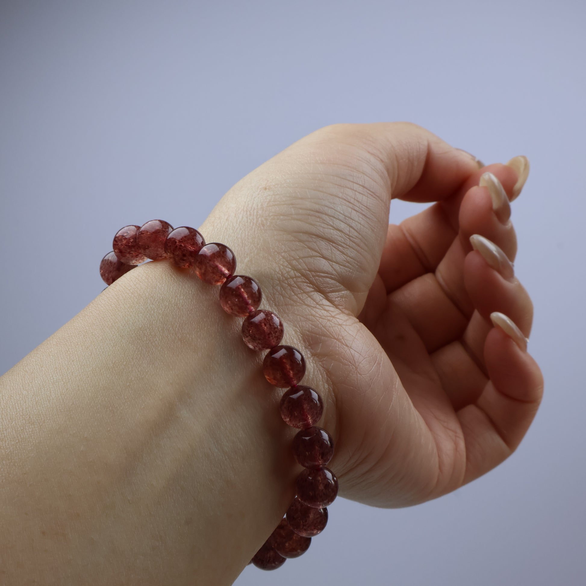 Close-up of full bracelet on wrist from side view