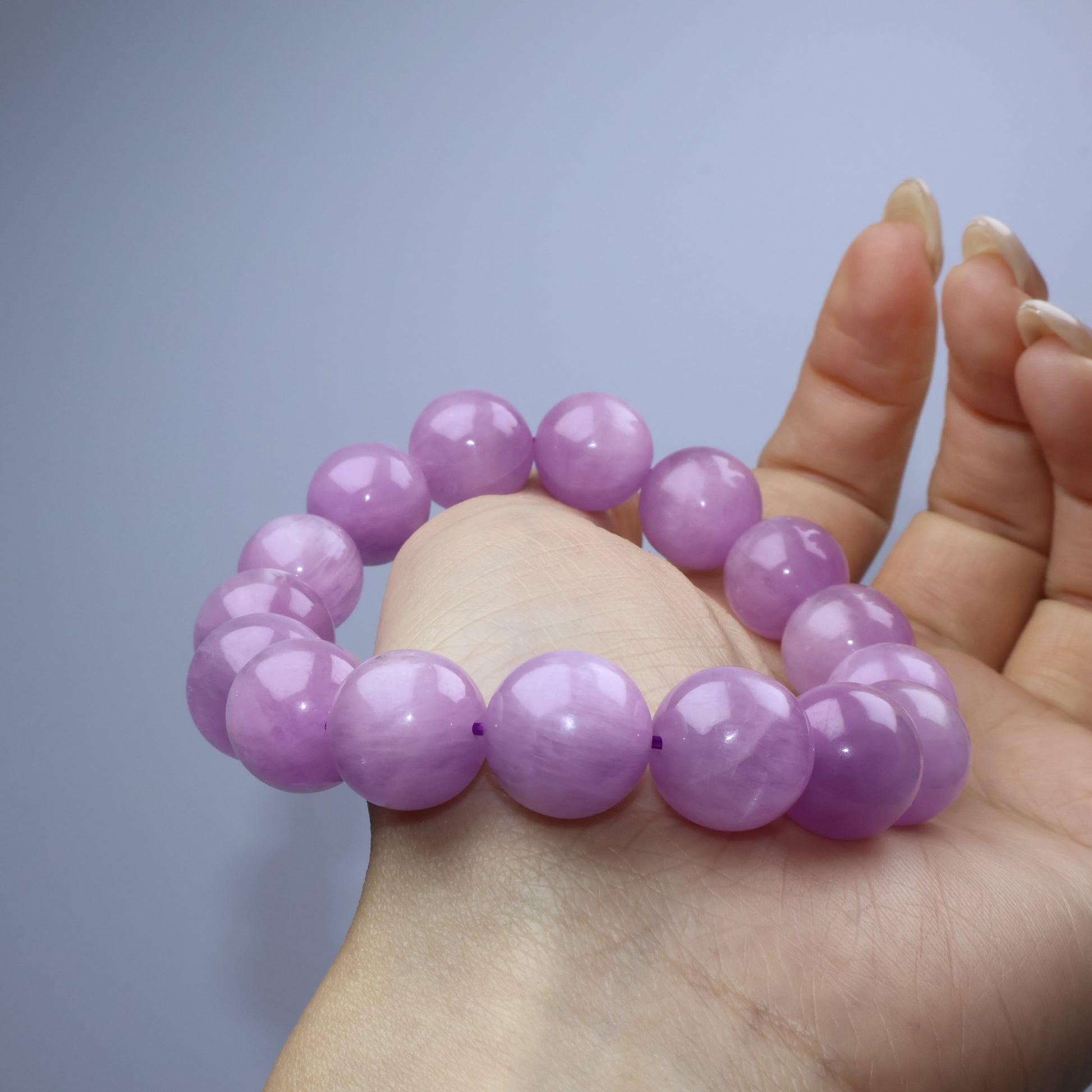 Macro detail of beads showing natural banding and fibrous layers