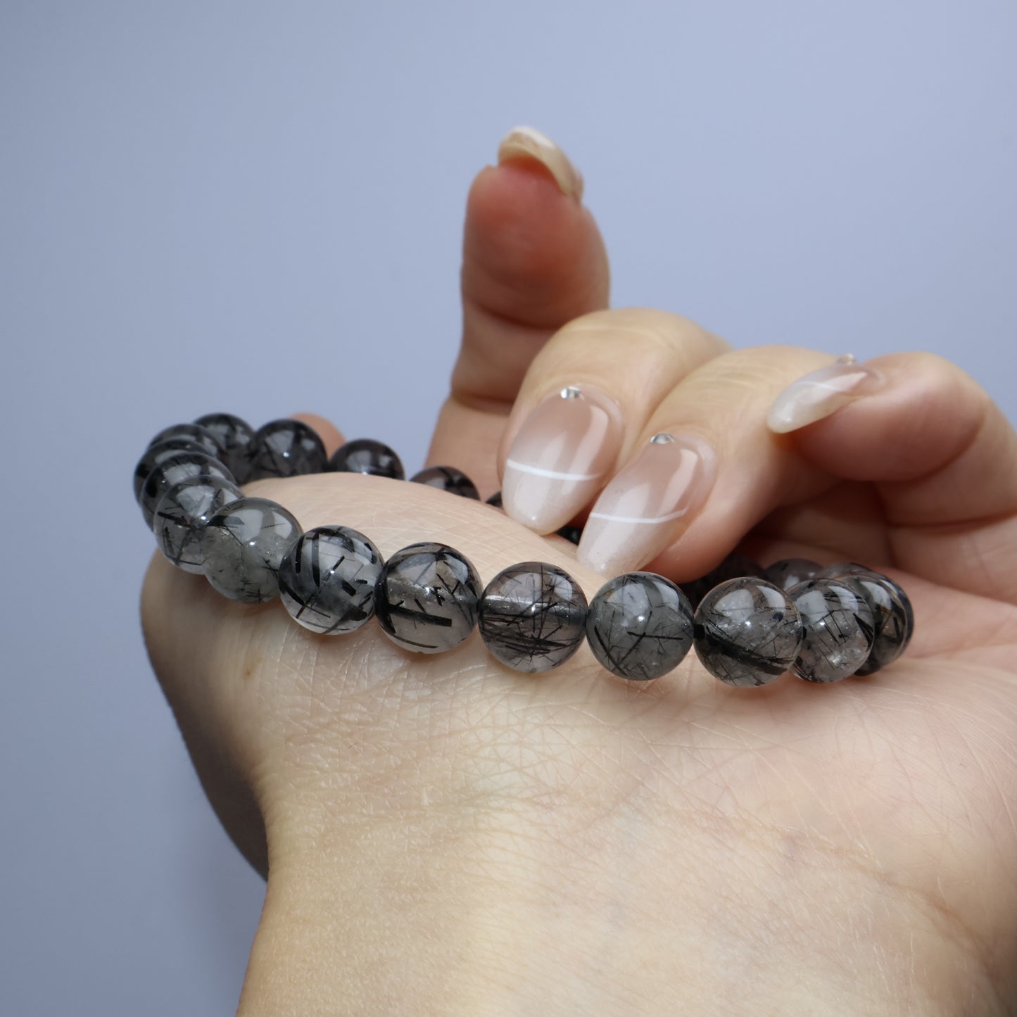 Night Veil|Black Rutilated Quartz Bracelet 夜紗黑髮晶手串 – 8mm(Brazil 巴西)