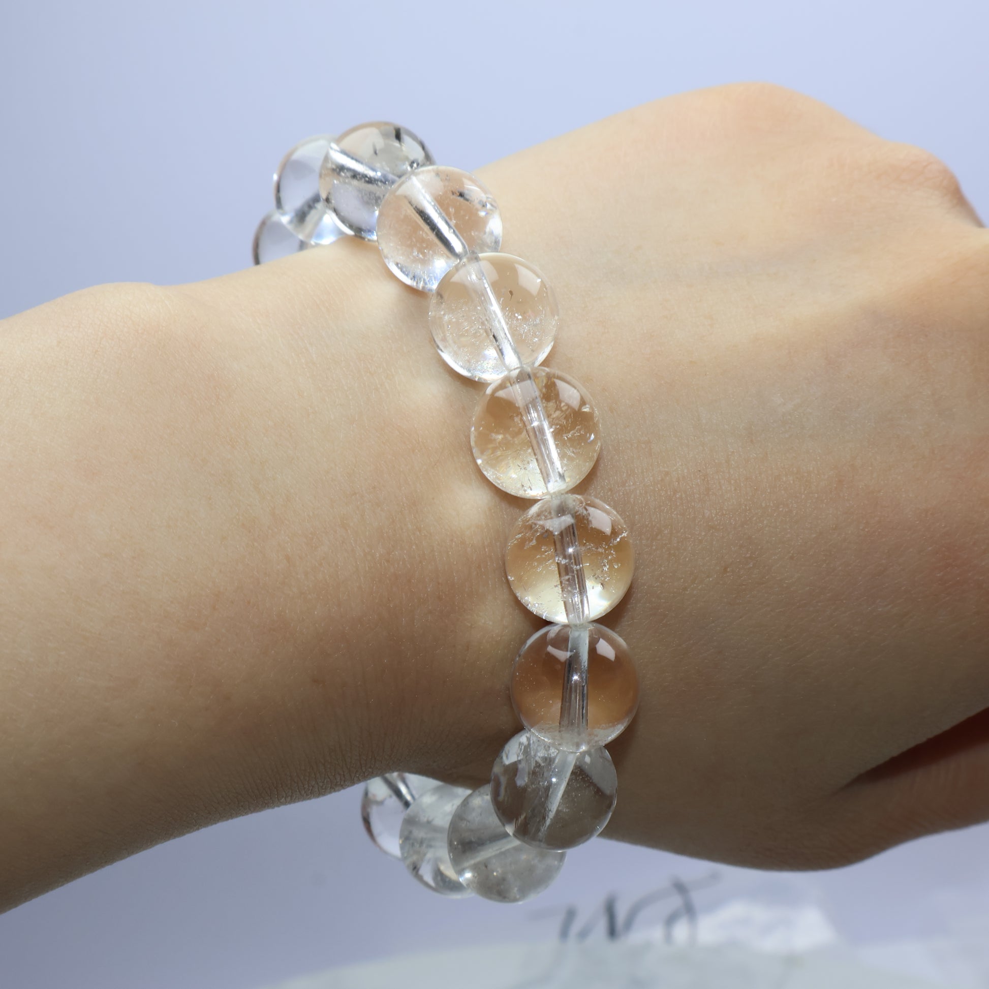 Side wrist angle highlighting bead alignment and natural clarity