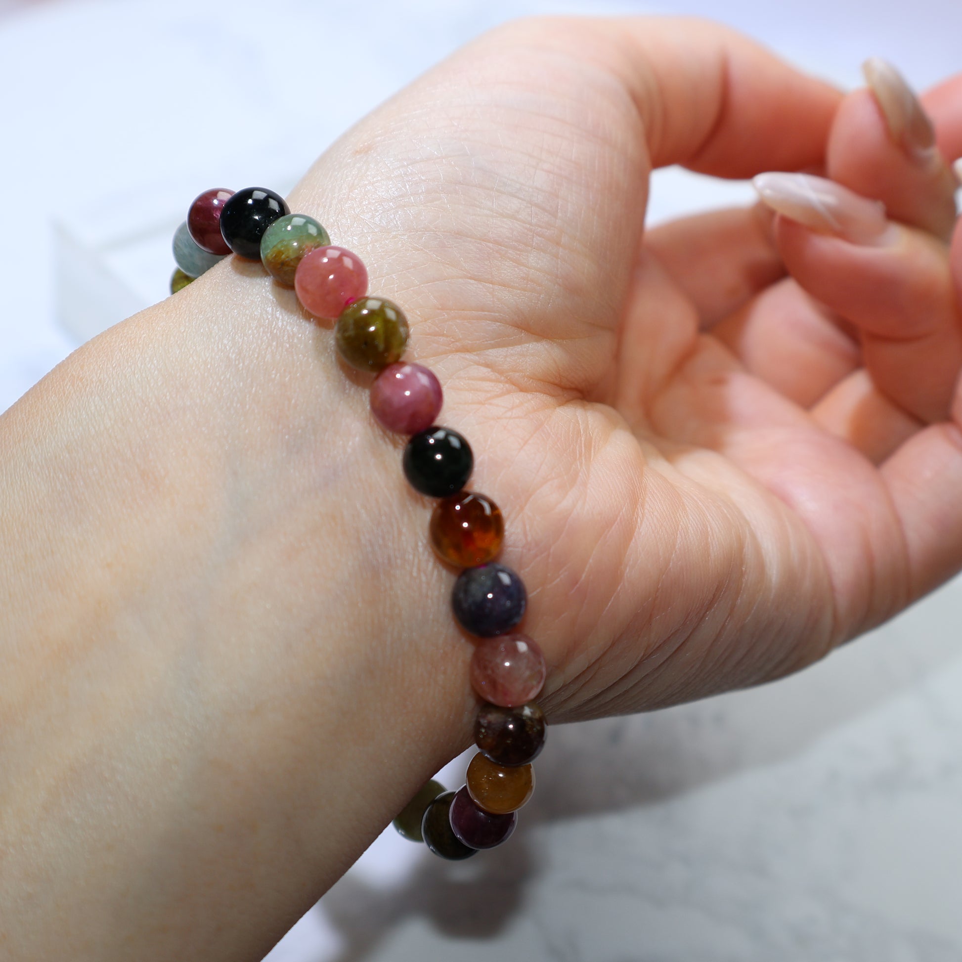 Wrist view showing the bracelet’s comfortable fit and cheerful appearance