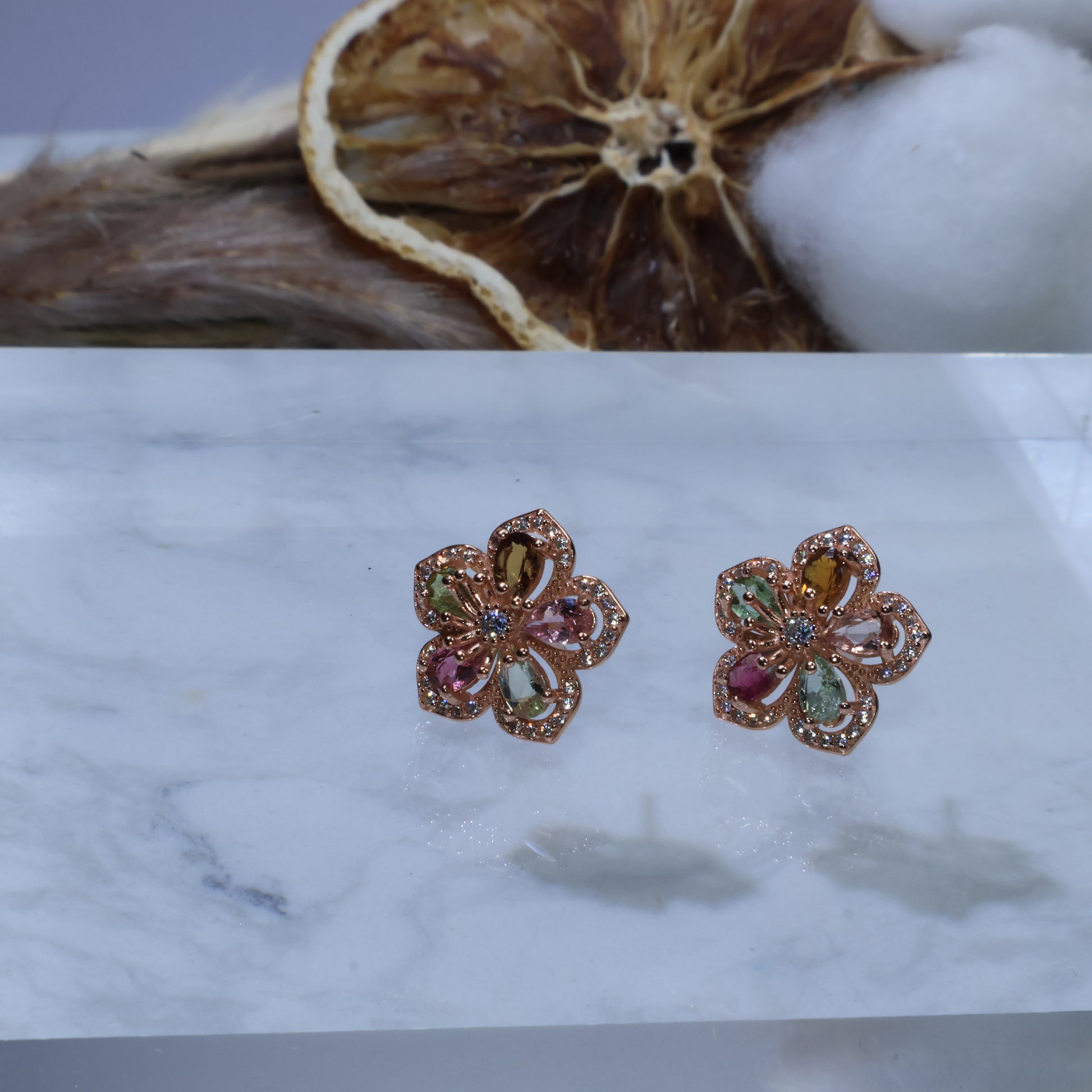 Side angle view highlighting the 15mm round shape and gemstone sparkle