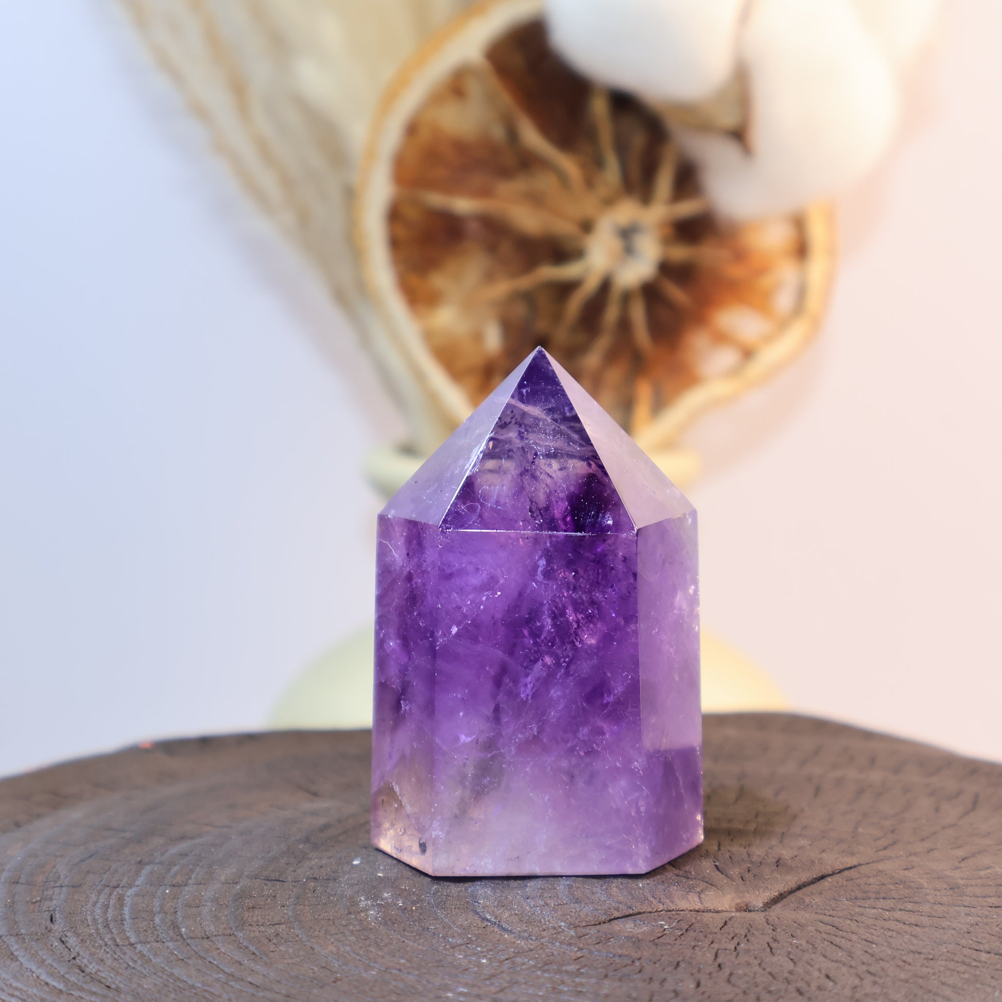 Front view of Amethyst tower with deep violet core
