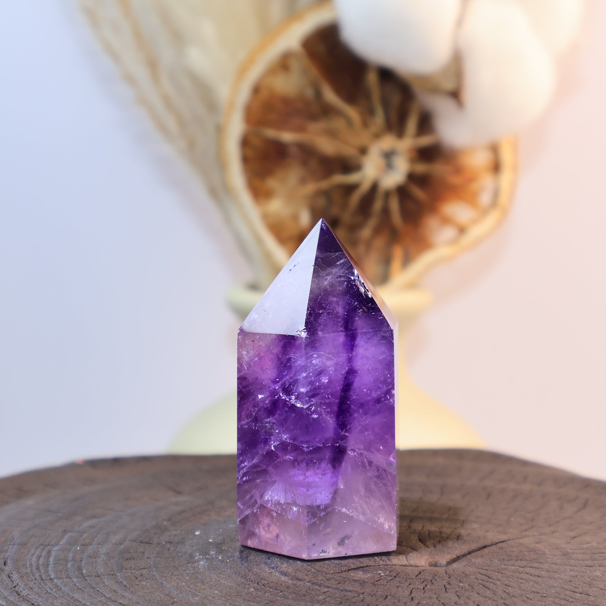 Back view showing natural clarity and layered patterns