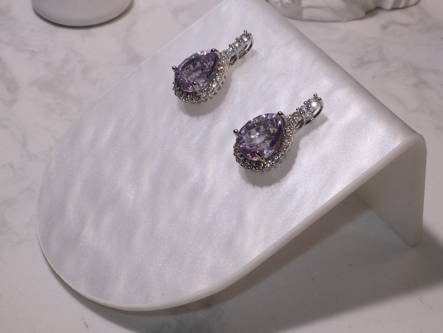 Amethyst Teardrop Earrings 紫水晶水滴耳環 – 8.7×10.3mm(S925 Silver 銀鍍鋯石)
