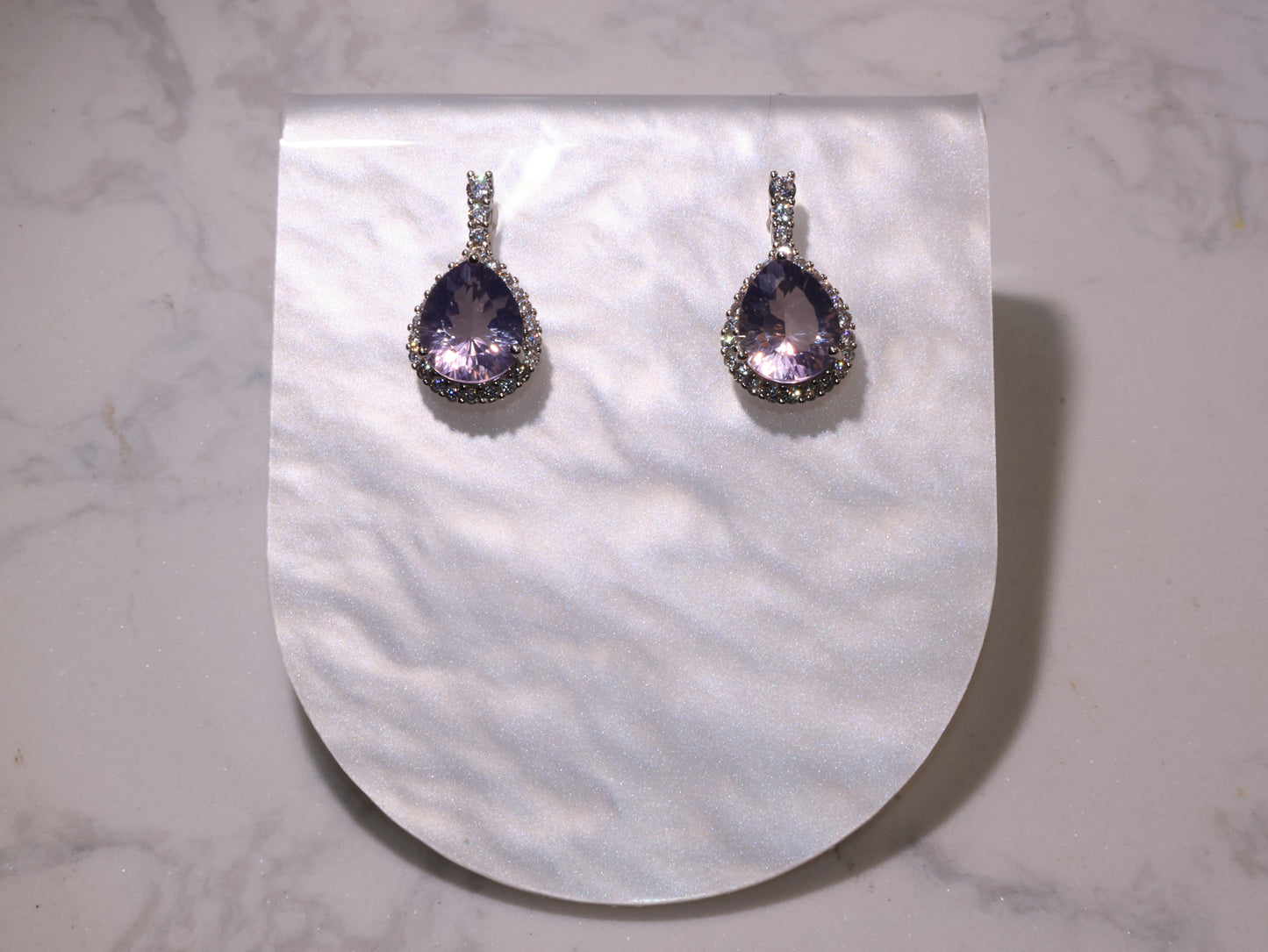 Amethyst Teardrop Earrings 紫水晶水滴耳環 – 8.7×10.3mm(S925 Silver 銀鍍鋯石)