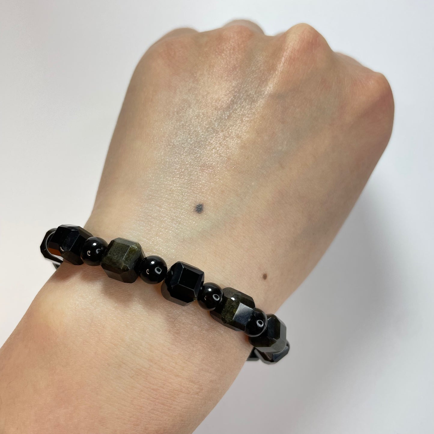 Golden Obsidian Bracelet – Square 8mm & Round 6mm Beads