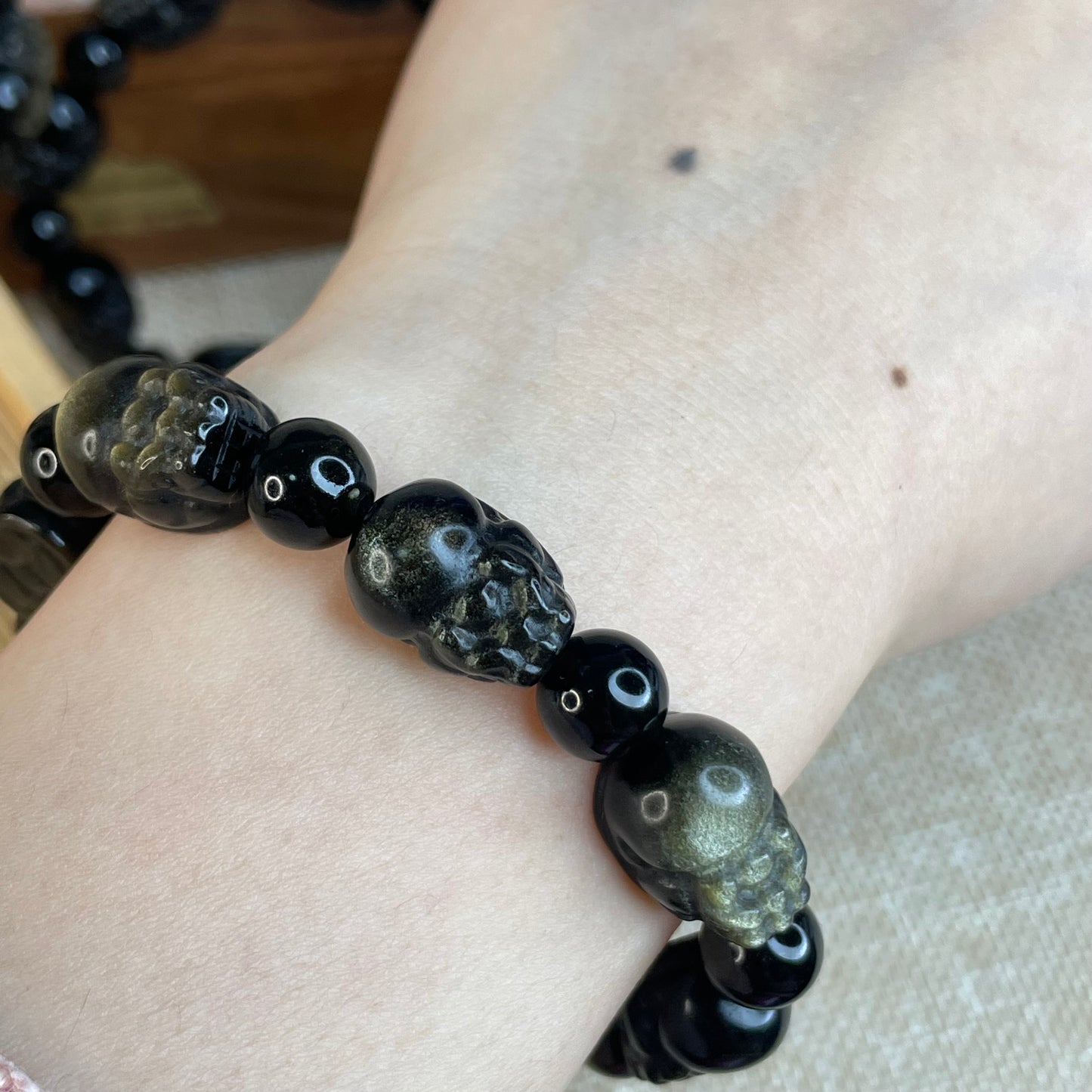 Mystical Pi Xiu Bracelet – 9mm Obsidian & Golden Sheen Obsidian