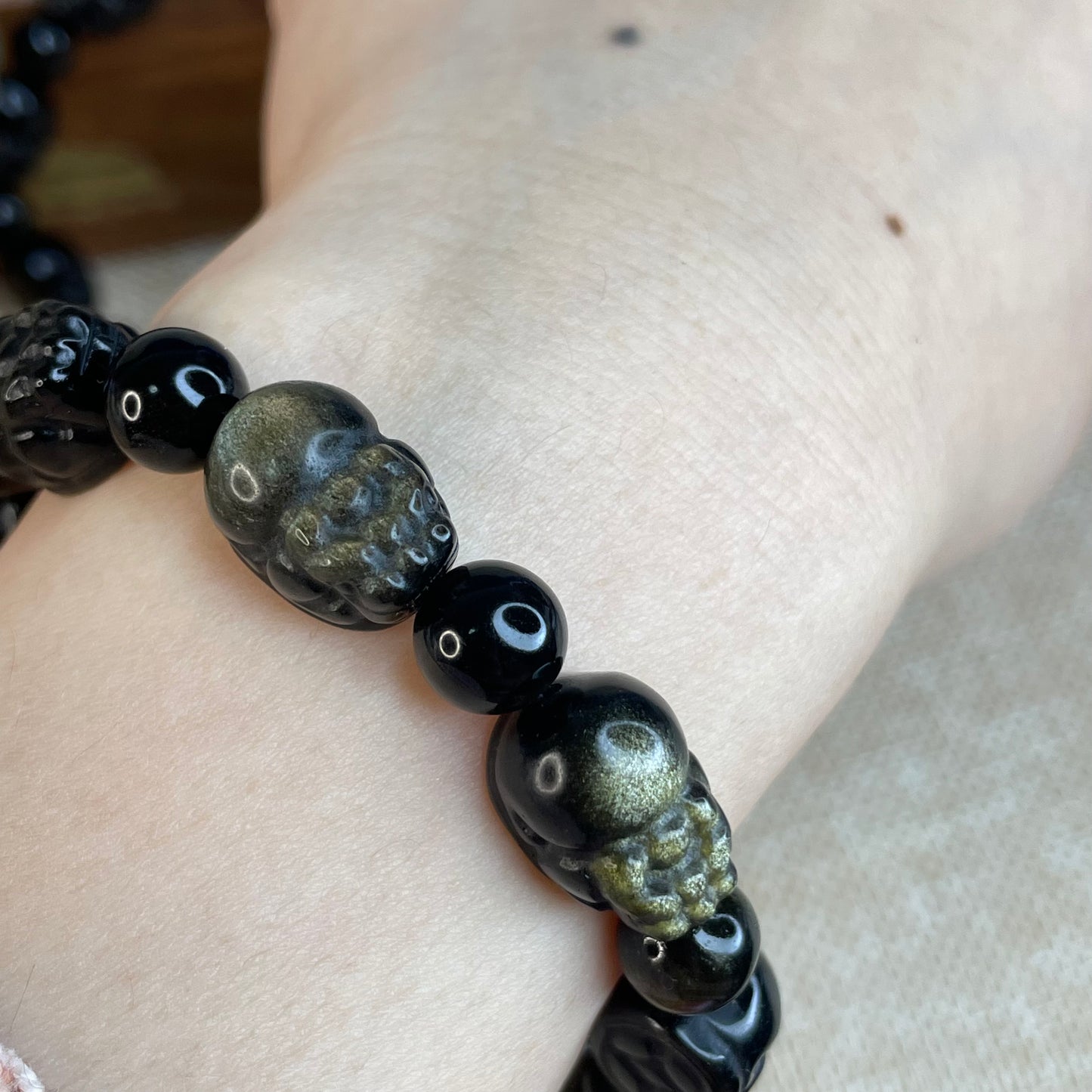 Mystical Pi Xiu Bracelet – 9mm Obsidian & Golden Sheen Obsidian
