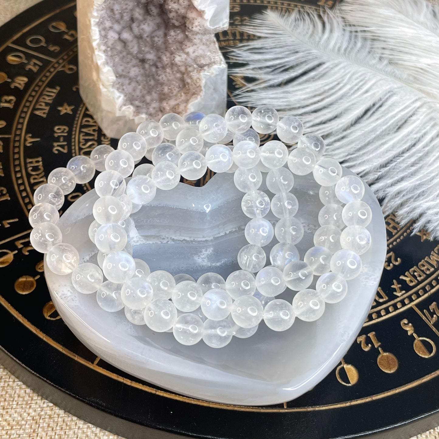 “Lunar Veil” Natural Moonstone Bracelet 月白流光|天然月亮石手串 – 8mm(India 印度)