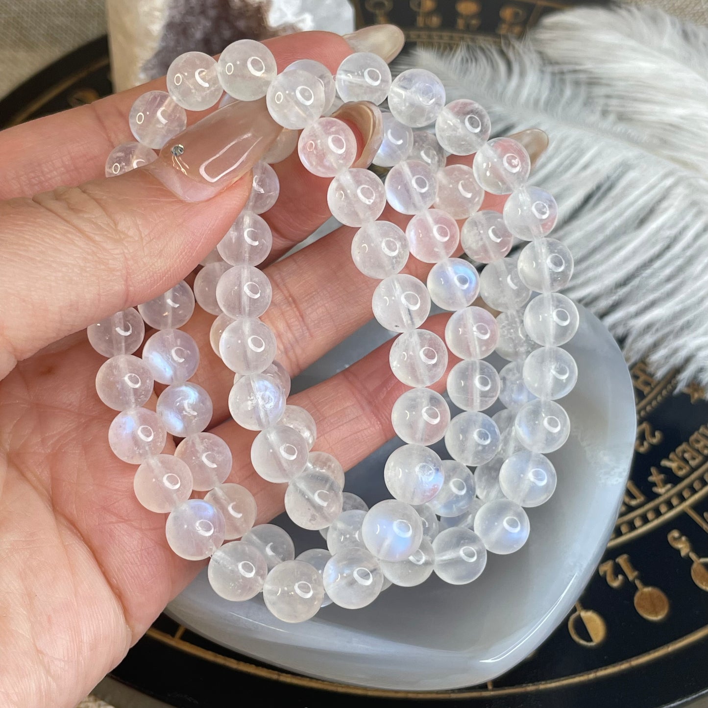 “Lunar Veil” Natural Moonstone Bracelet 月白流光|天然月亮石手串 – 8mm(India 印度)