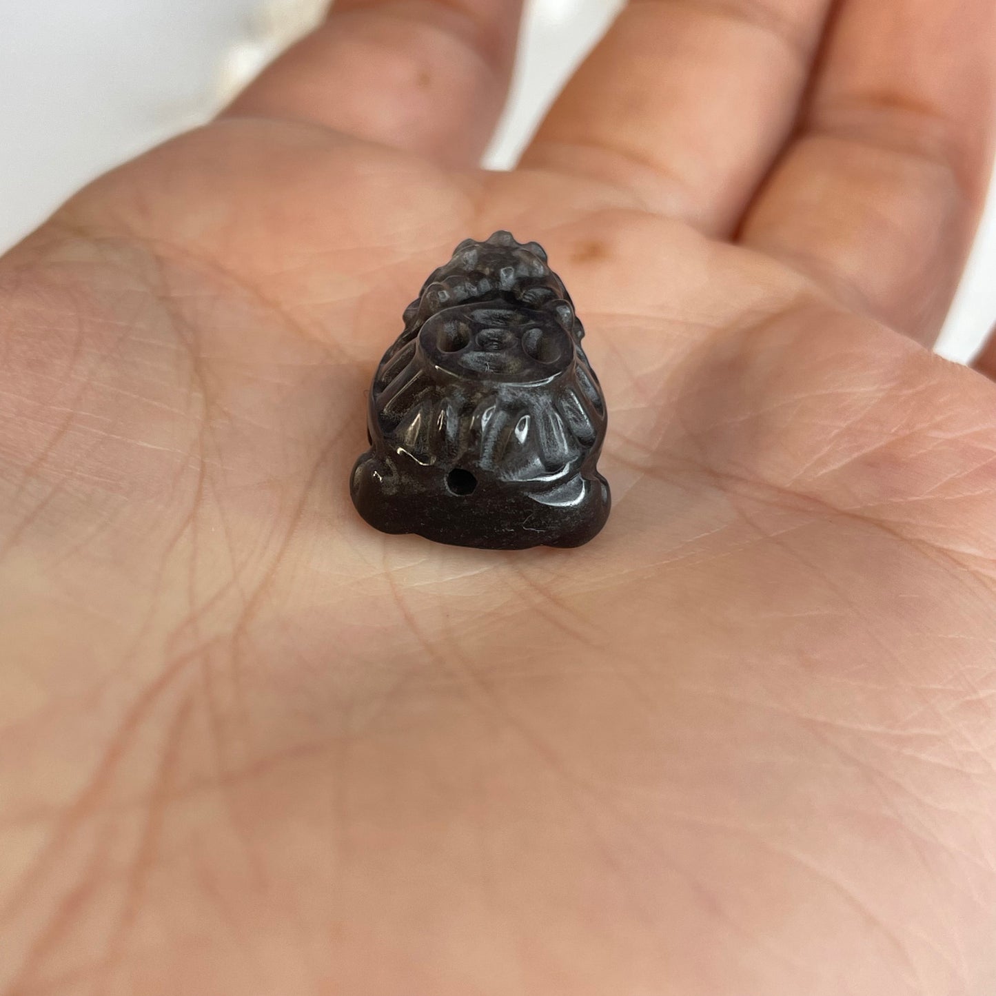 3pcs Silver Sheen Obsidian Dragon Turtle Beads | 14×19mm | Feng Shui Totem for Protection & Wealth