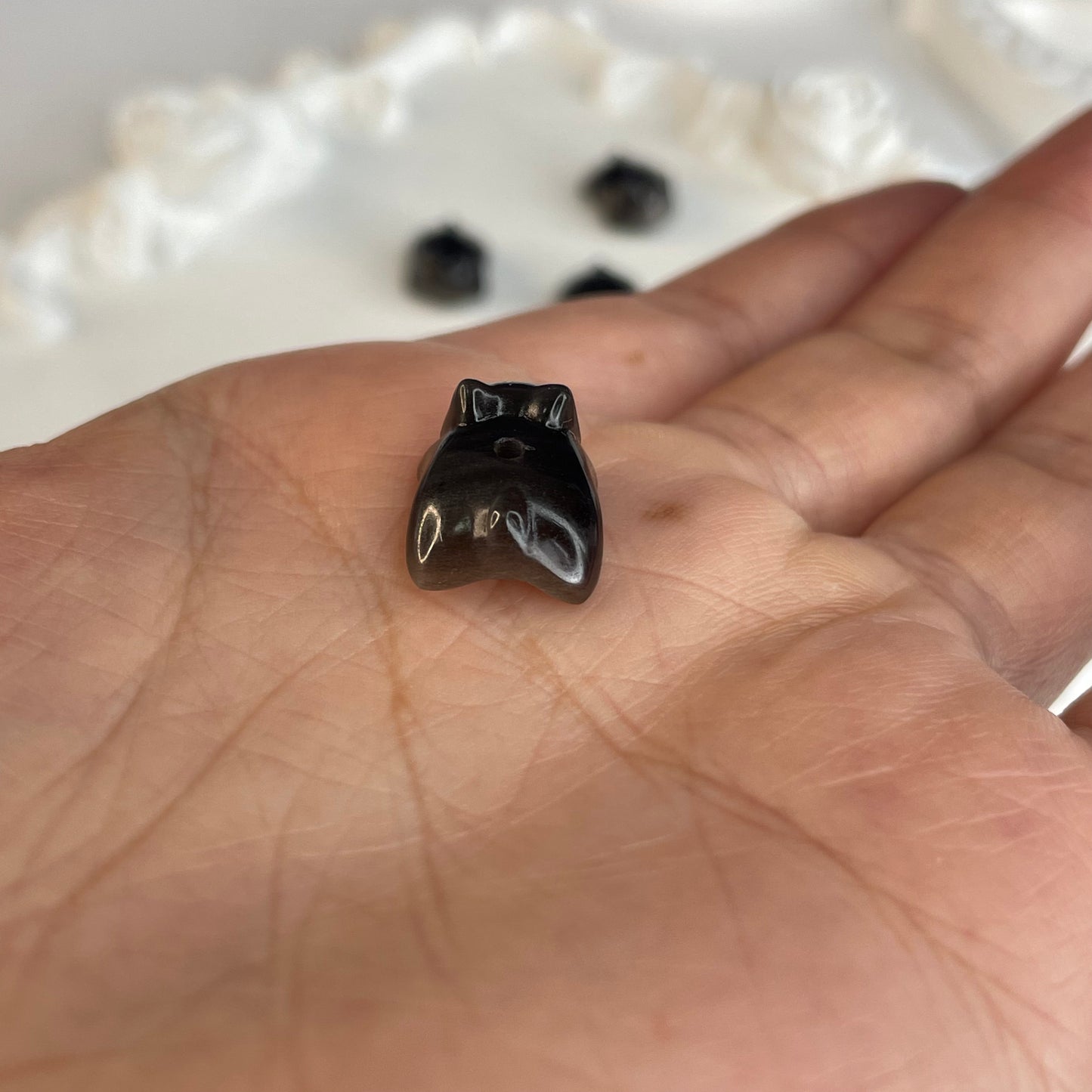 10pcs Silver Sheen Obsidian Cat Beads | 10x14mm | For 10–14mm Bracelet DIY