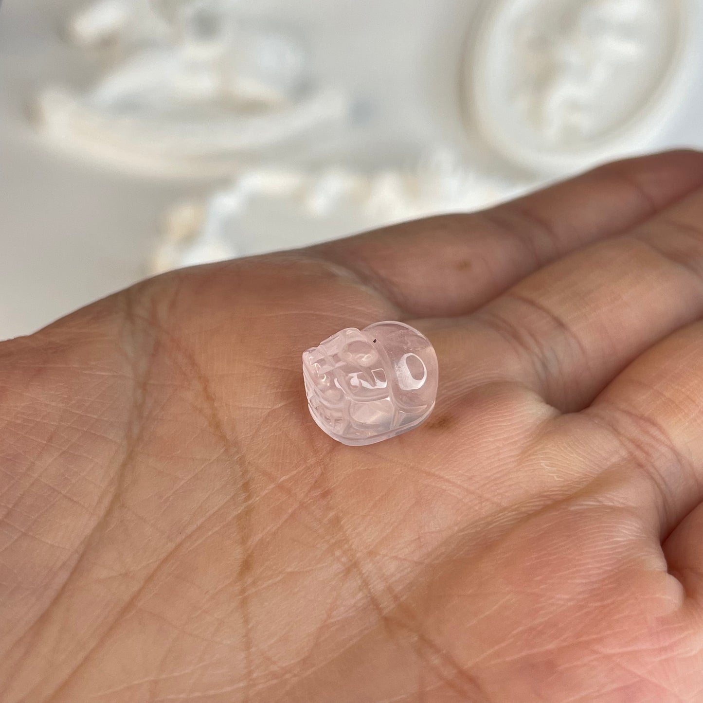 Natural Rose Quartz Pixiu Beads 10-12mm | DIY Lucky Charm Crystal Beads (Set of 10)