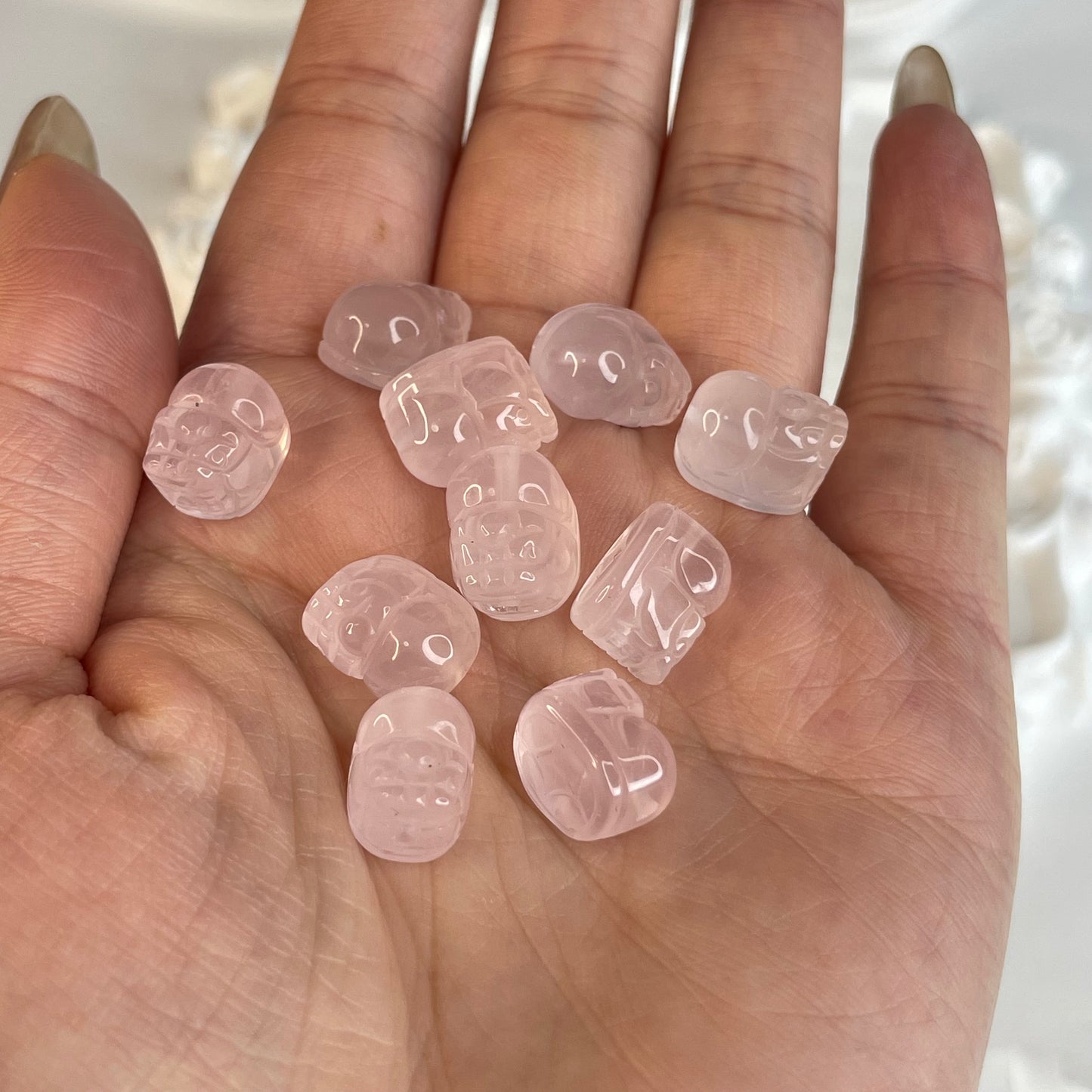Natural Rose Quartz Pixiu Beads 10-12mm | DIY Lucky Charm Crystal Beads (Set of 10)