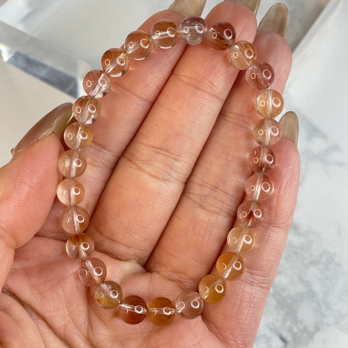 Rainbow Rutile Quartz Bracelet – 6mm | 彩兔毛水晶手串・清冷漸變感