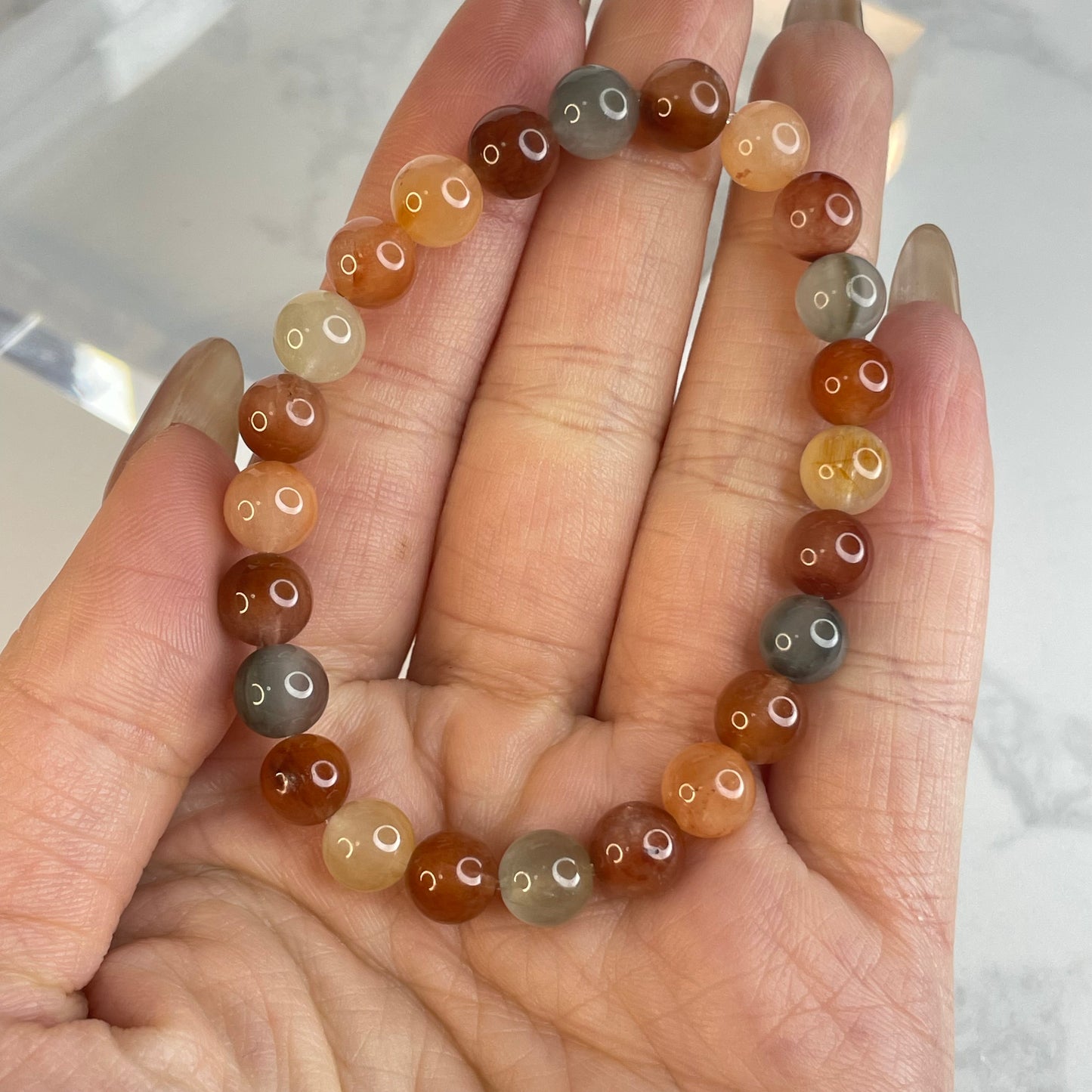 Rainbow Rutile Quartz Bracelet – 7mm Beads | Natural Rabbit Hair Crystal
彩兔毛水晶手串 – 7mm 小清新系列