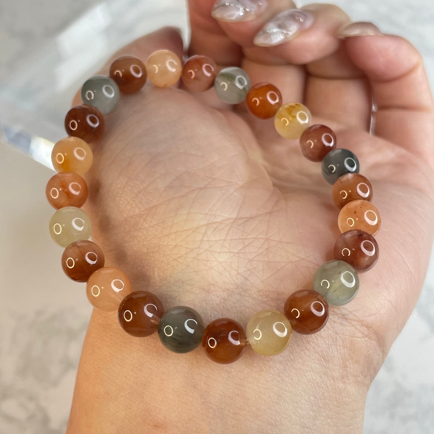 Rainbow Rutile Quartz Bracelet – 7mm Beads | Natural Rabbit Hair Crystal
彩兔毛水晶手串 – 7mm 小清新系列