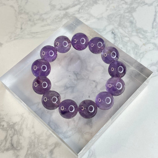 Natural Amethyst Bracelet 巴西天然紫水晶手串 – 16mm Beads | Suitable for 16cm Wrist