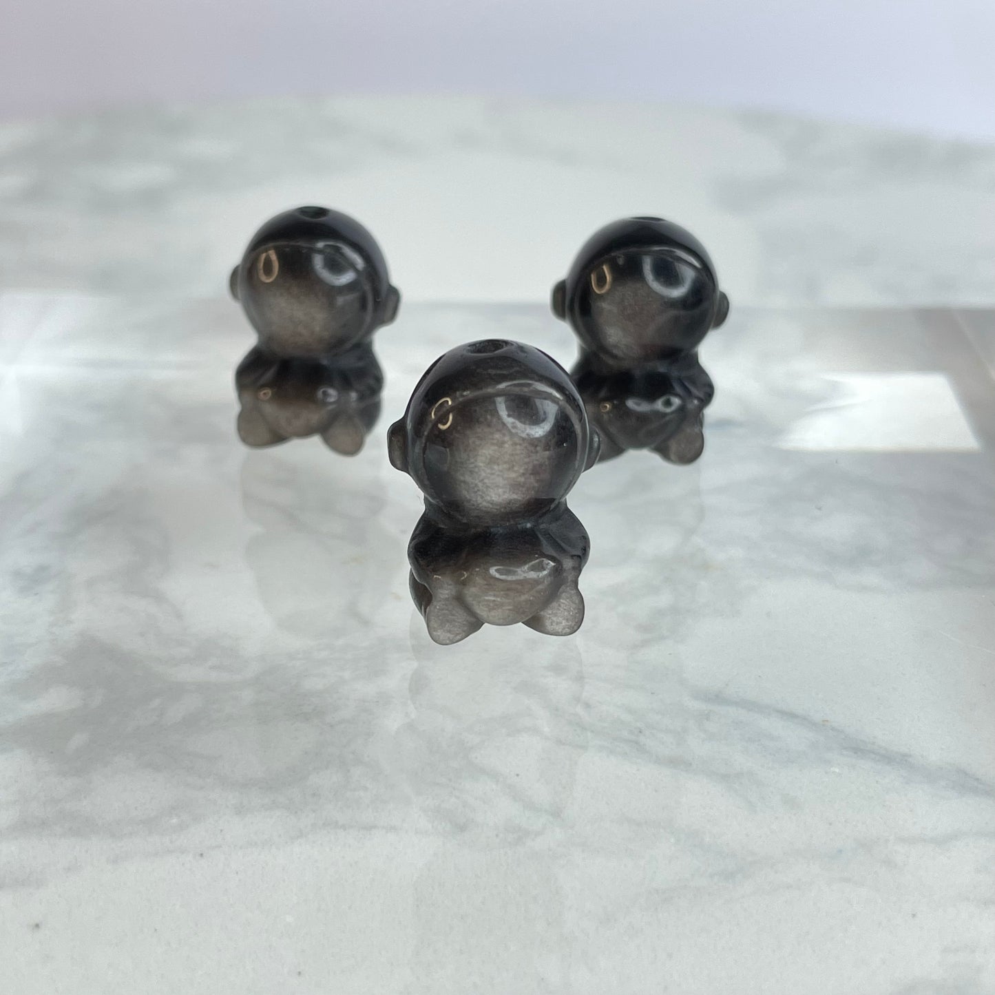 Silver Sheen Obsidian Astronaut Figurines 銀曜石太空人公仔 – Set of 3(DIY配件)