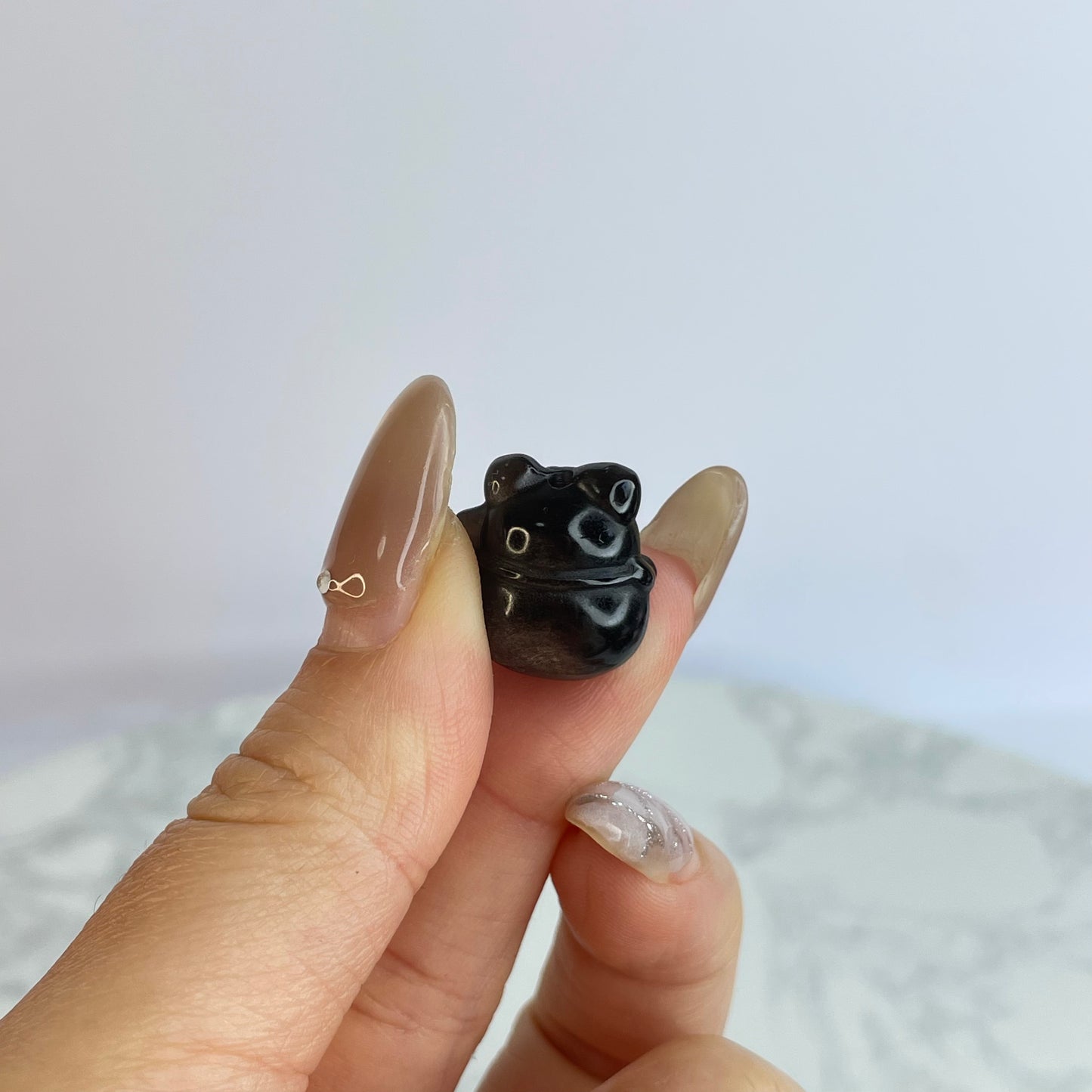 Silver Sheen Obsidian Lucky Cat 銀曜石招財貓 – DIY Beads 10pcs Set(16×16mm)