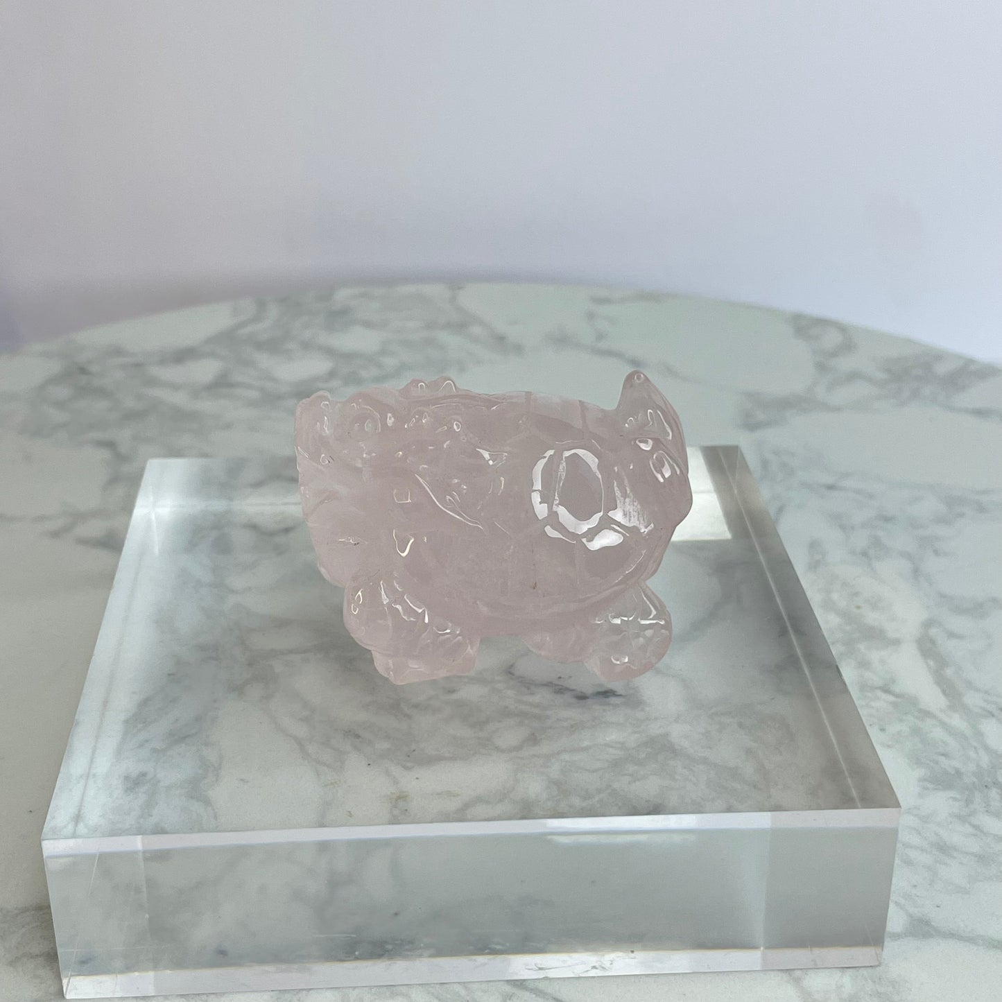 Rose Quartz Dragon Turtle – 36×38×50mm 粉晶龍龜擺件 – 36×38×50mm