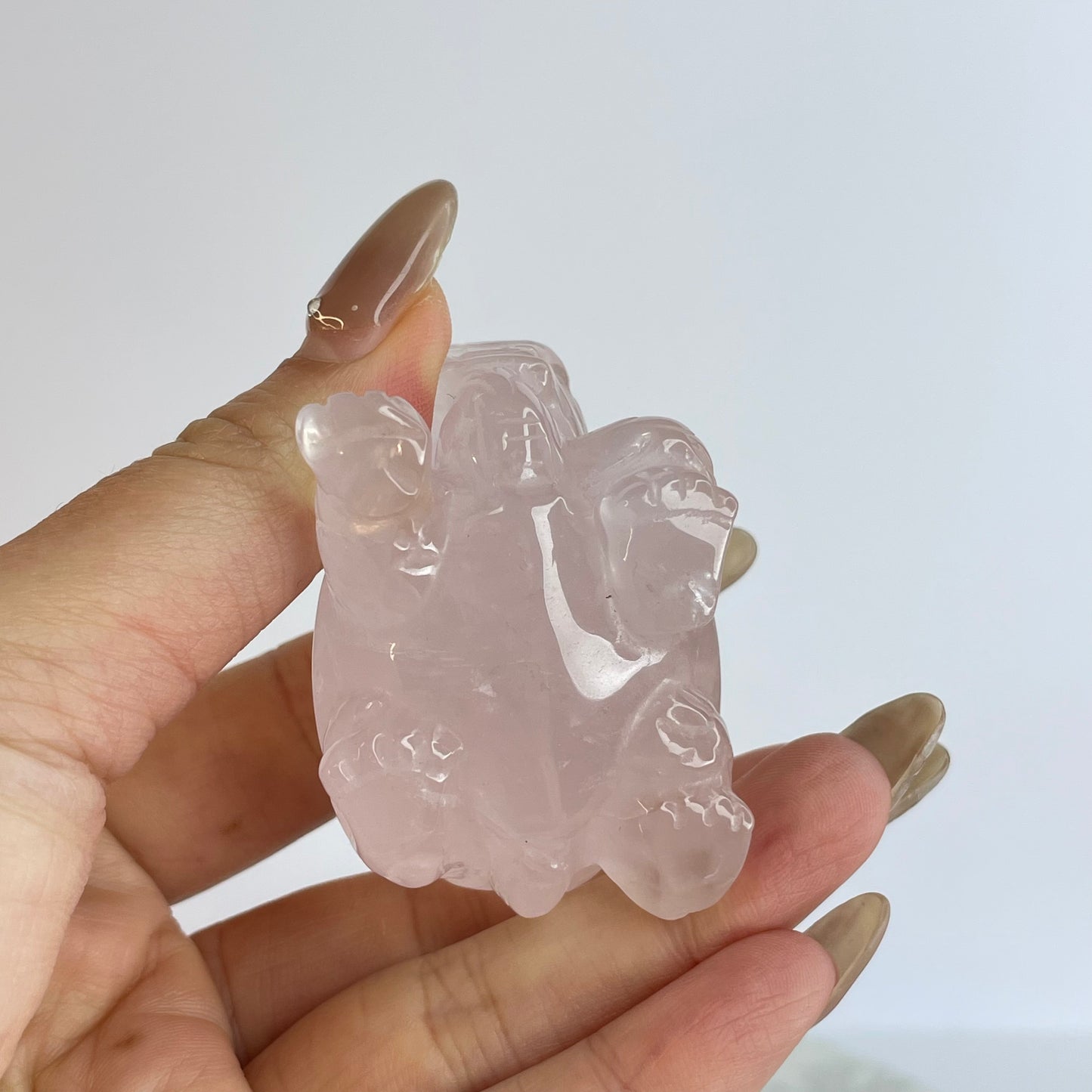 Rose Quartz Dragon Turtle – 36×38×50mm 粉晶龍龜擺件 – 36×38×50mm