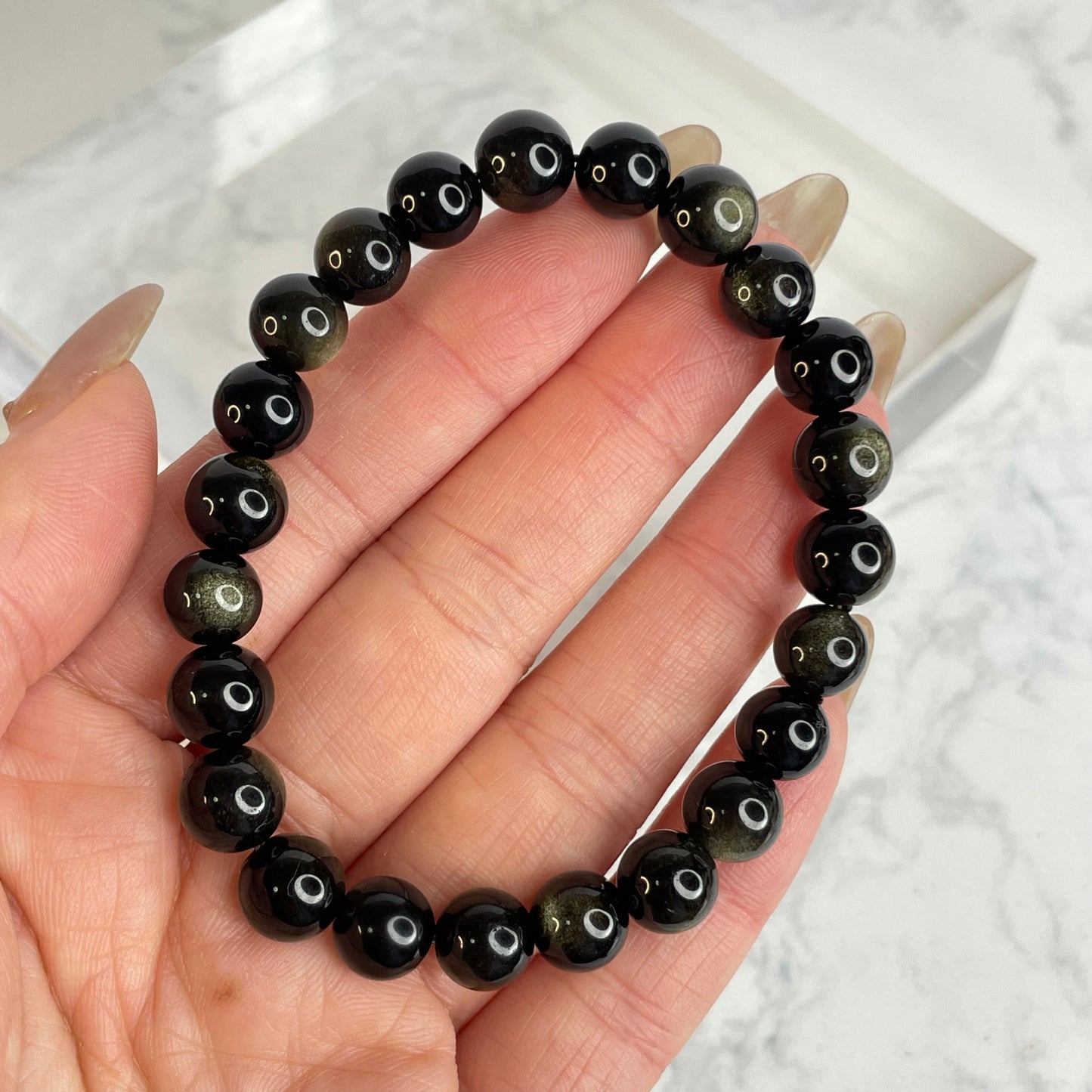 Golden Sheen Obsidian Bracelet 金曜石手串 – 8mm(Mexico 墨西哥)