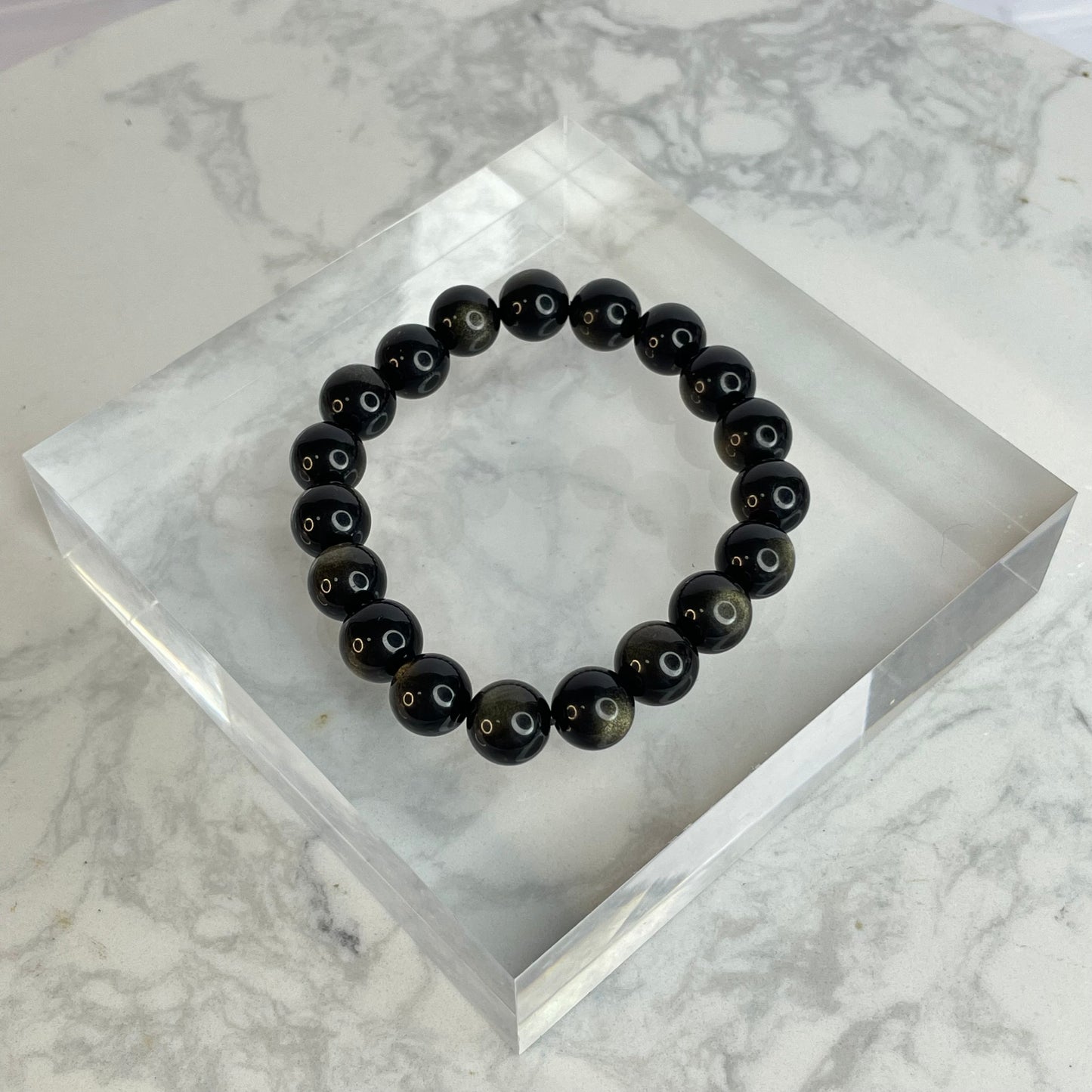 “Shadow Gold” Golden Sheen Obsidian Bracelet 暗耀金影|金曜石手串 – 10mm(Mexico 墨西哥)