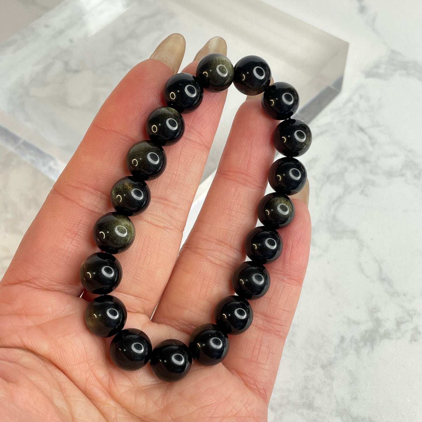 “Shadow Gold” Golden Sheen Obsidian Bracelet 暗耀金影|金曜石手串 – 10mm(Mexico 墨西哥)