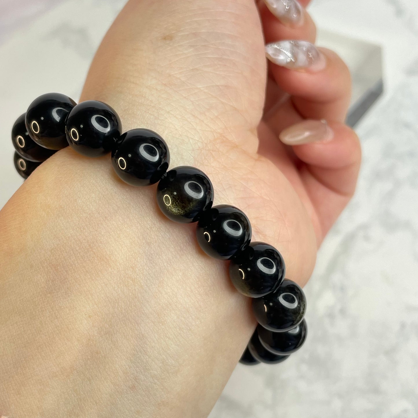 “Shadow Gold” Golden Sheen Obsidian Bracelet 暗耀金影|金曜石手串 – 10mm(Mexico 墨西哥)
