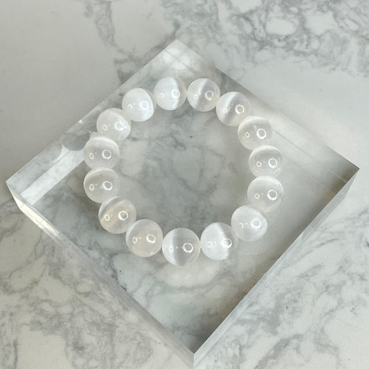 Selenite Bracelet 透石膏手串 – 14mm(Morocco 摩洛哥)