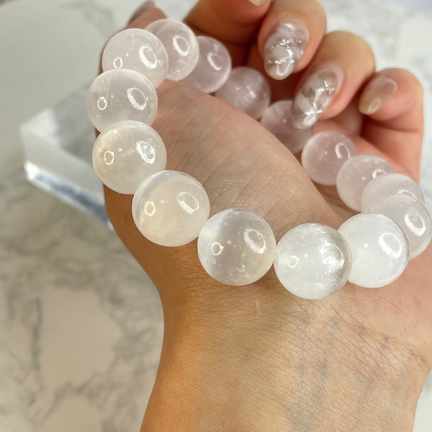 Selenite Bracelet 透石膏手串 – 14mm(Morocco 摩洛哥)