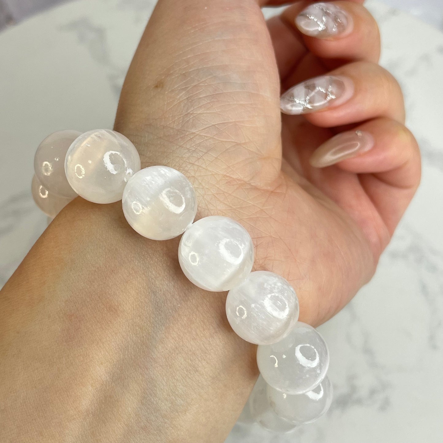 Selenite Bracelet 透石膏手串 – 14mm(Morocco 摩洛哥)