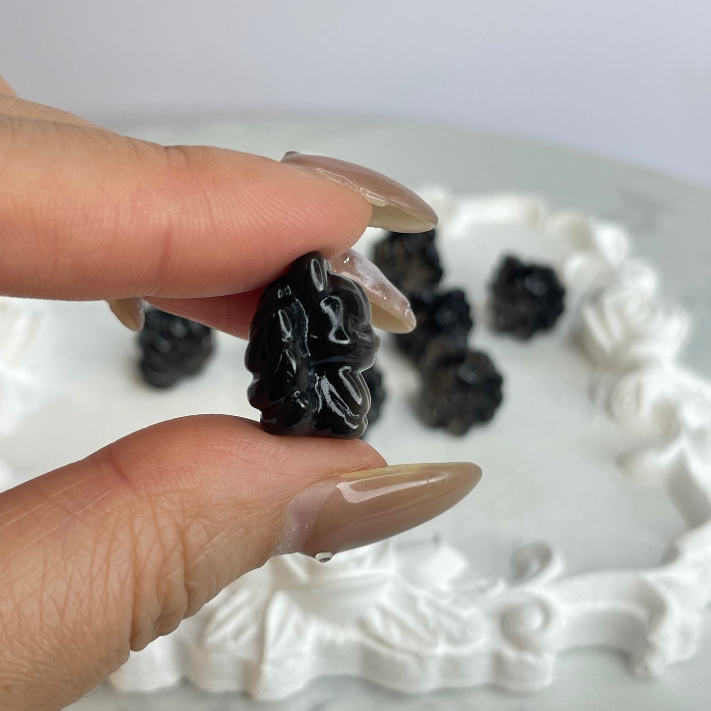 10pcs Silver Sheen Obsidian Nine-Tailed Fox Beads – Carved Crystal Charms 銀曜石九尾狐珠 – 一組10顆(雕刻水晶DIY飾品)