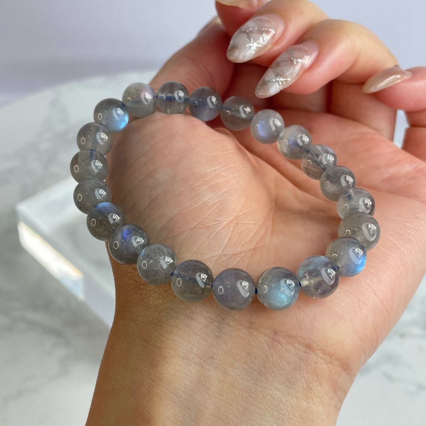 🌑 Labradorite Bracelet 拉長石手串 – 8mm(Madagascar 馬達加斯加)