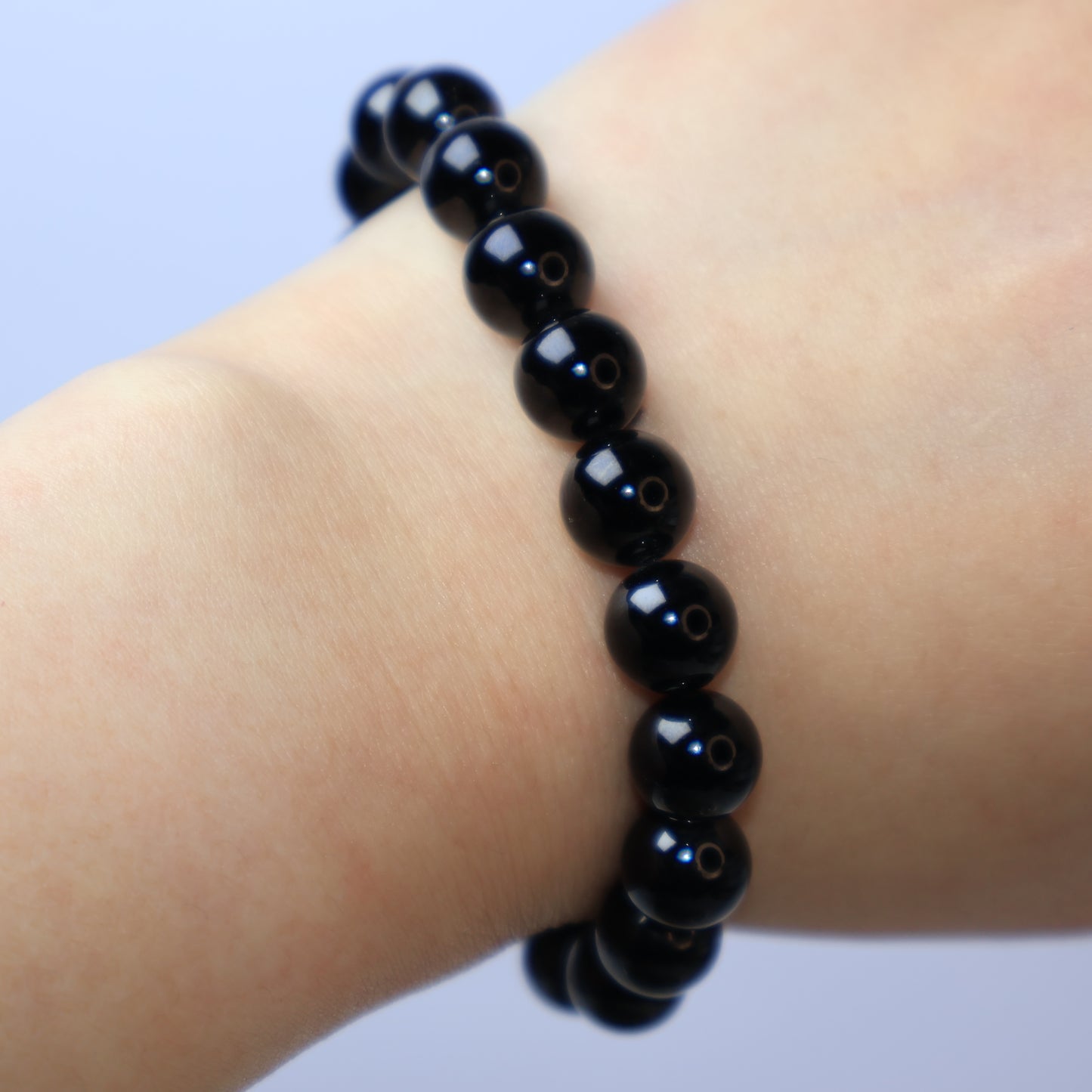 Natural Black Tourmaline Bracelet Worn on Wrist