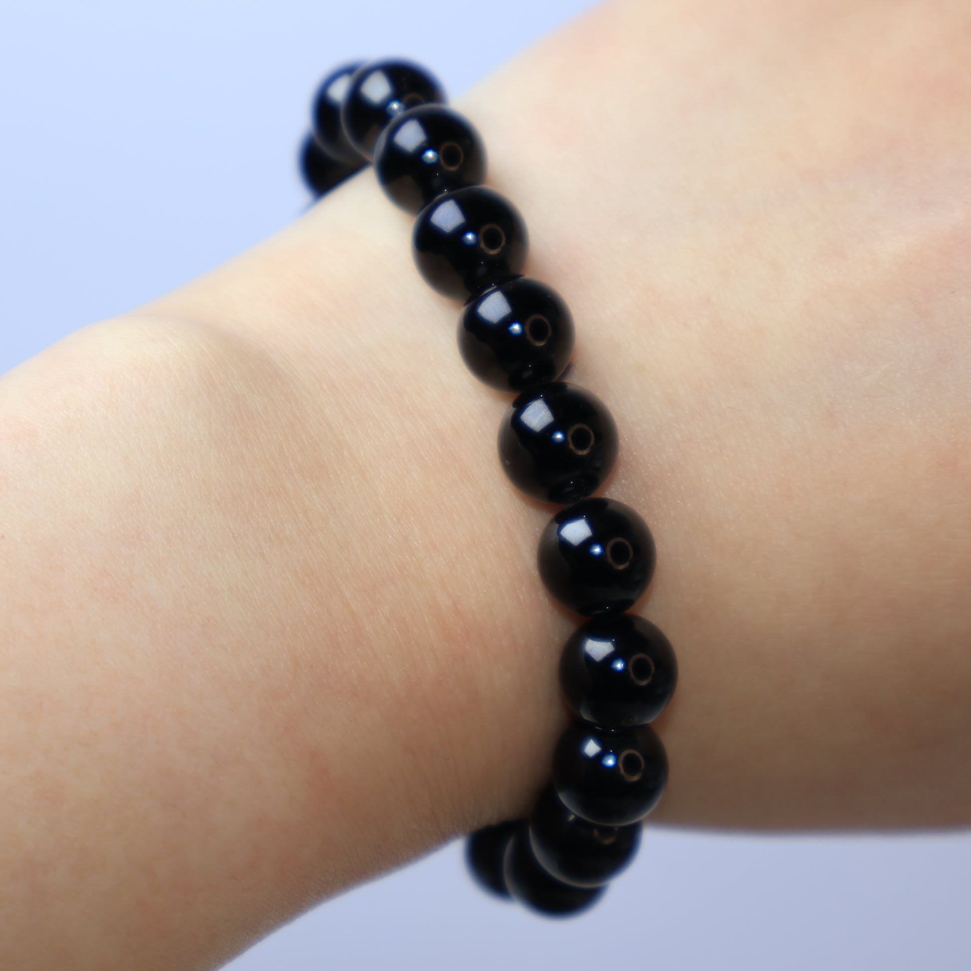 Natural Black Tourmaline Bracelet Worn on Wrist
