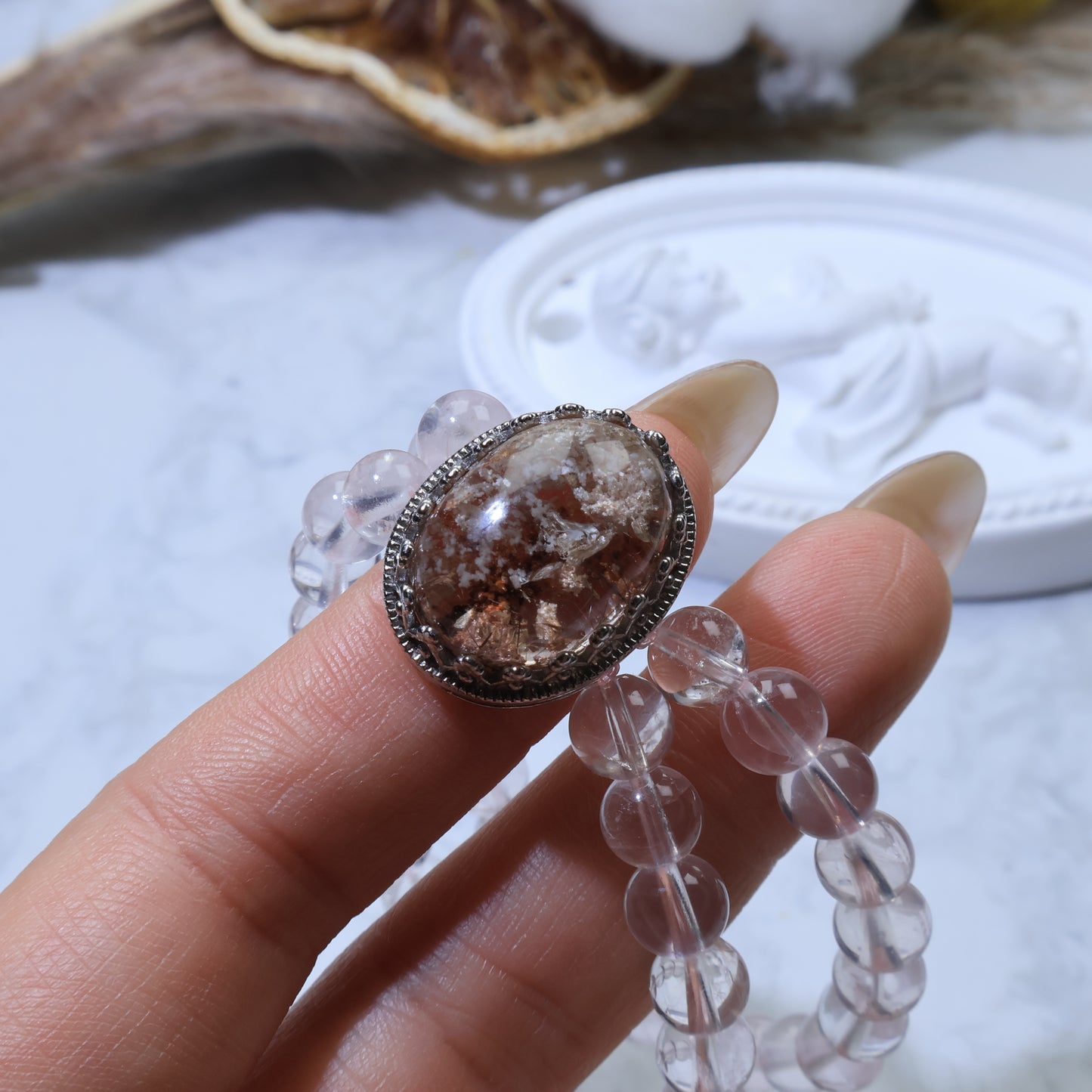 Phantom Quartz with Rose Quartz Bracelet 幽靈水晶配粉晶手串 – 6mm（Brazil 巴西）by Hoi Yu