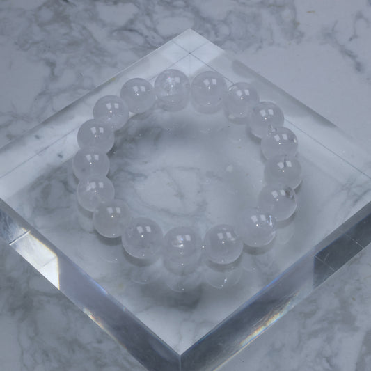 Clarity Veil White Phantom Quartz Bracelet 白幽靈水晶手串 – 11.7–12.2mm（Brazil 巴西）