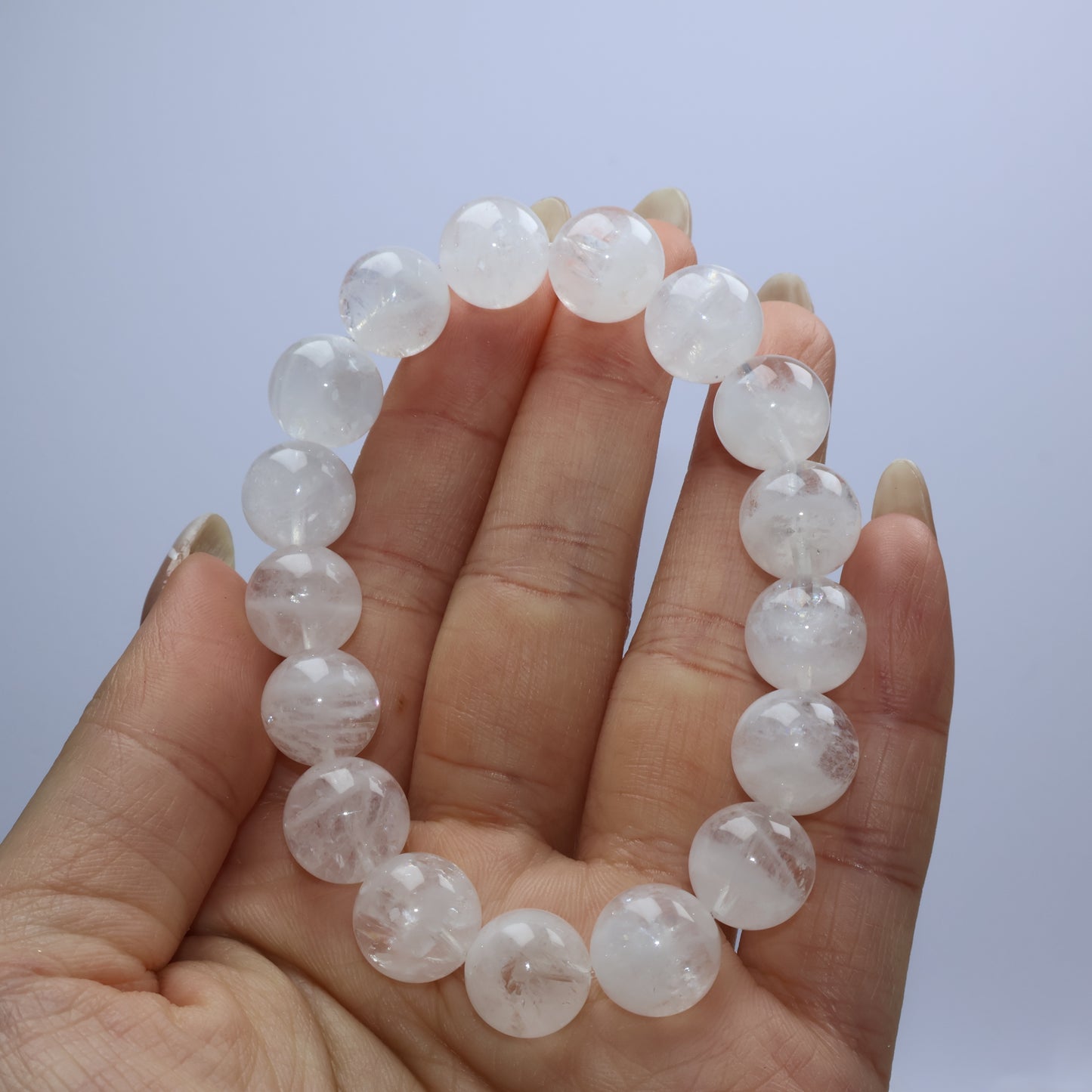 Clarity Veil White Phantom Quartz Bracelet 白幽靈水晶手串 – 11.7–12.2mm（Brazil 巴西）