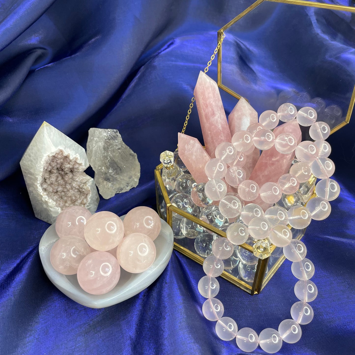 Natural Rose Quartz Bracelet – 15mm Beads | Crystal Healing Jewelry