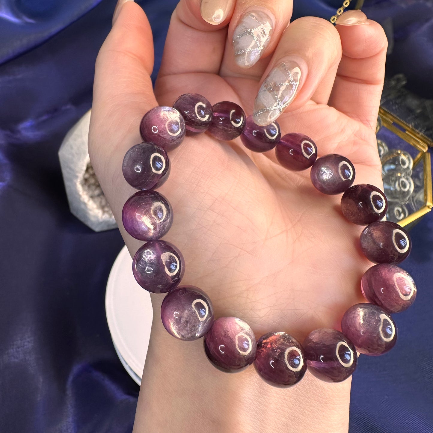 Natural Lepidolite Bracelet – 11mm Calming Purple Mica Crystal for Emotional Balance